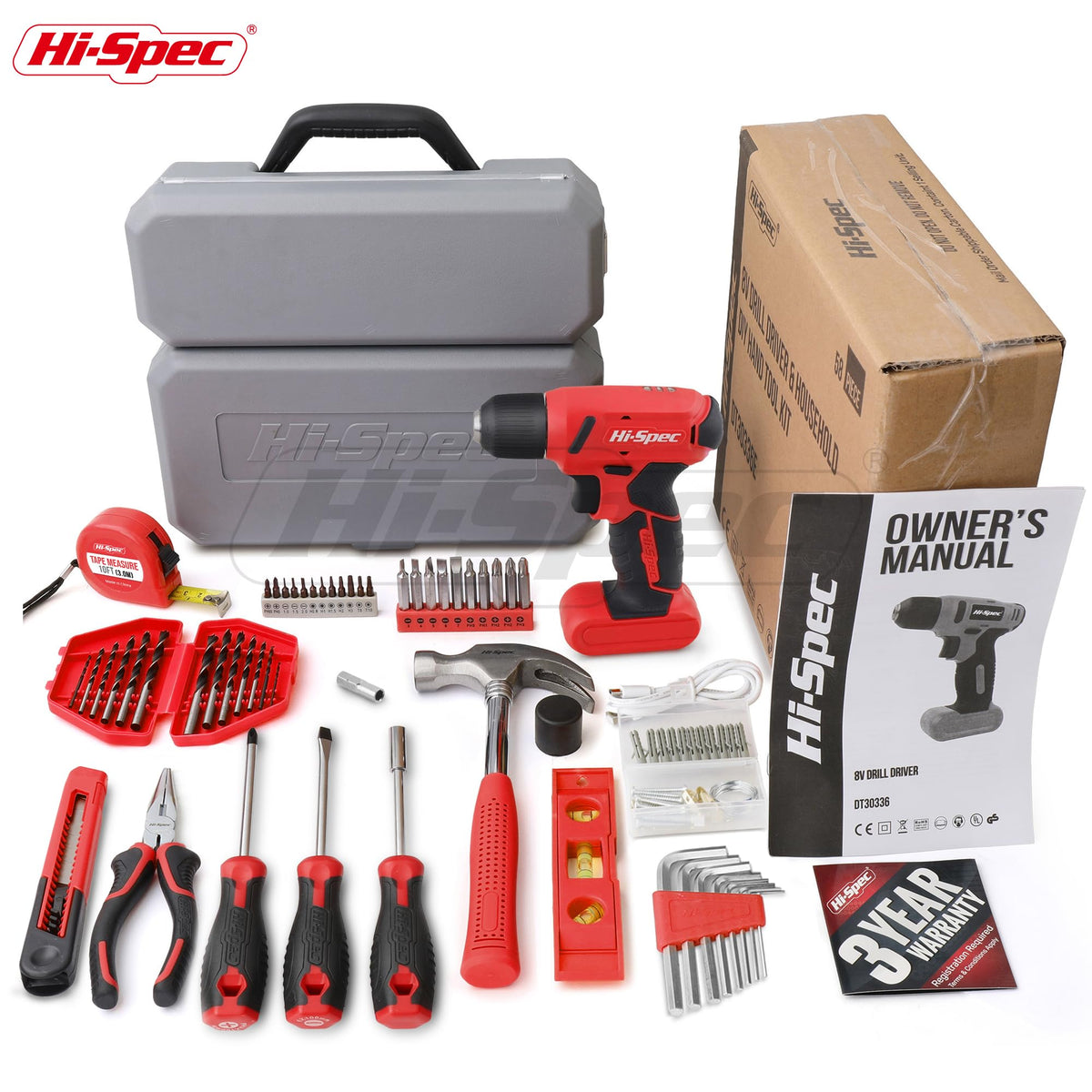 Hi Spec 8V USB Cordless Drill Driver Home Tool Kit for Home - Hi-Spec Official Imagery - 8