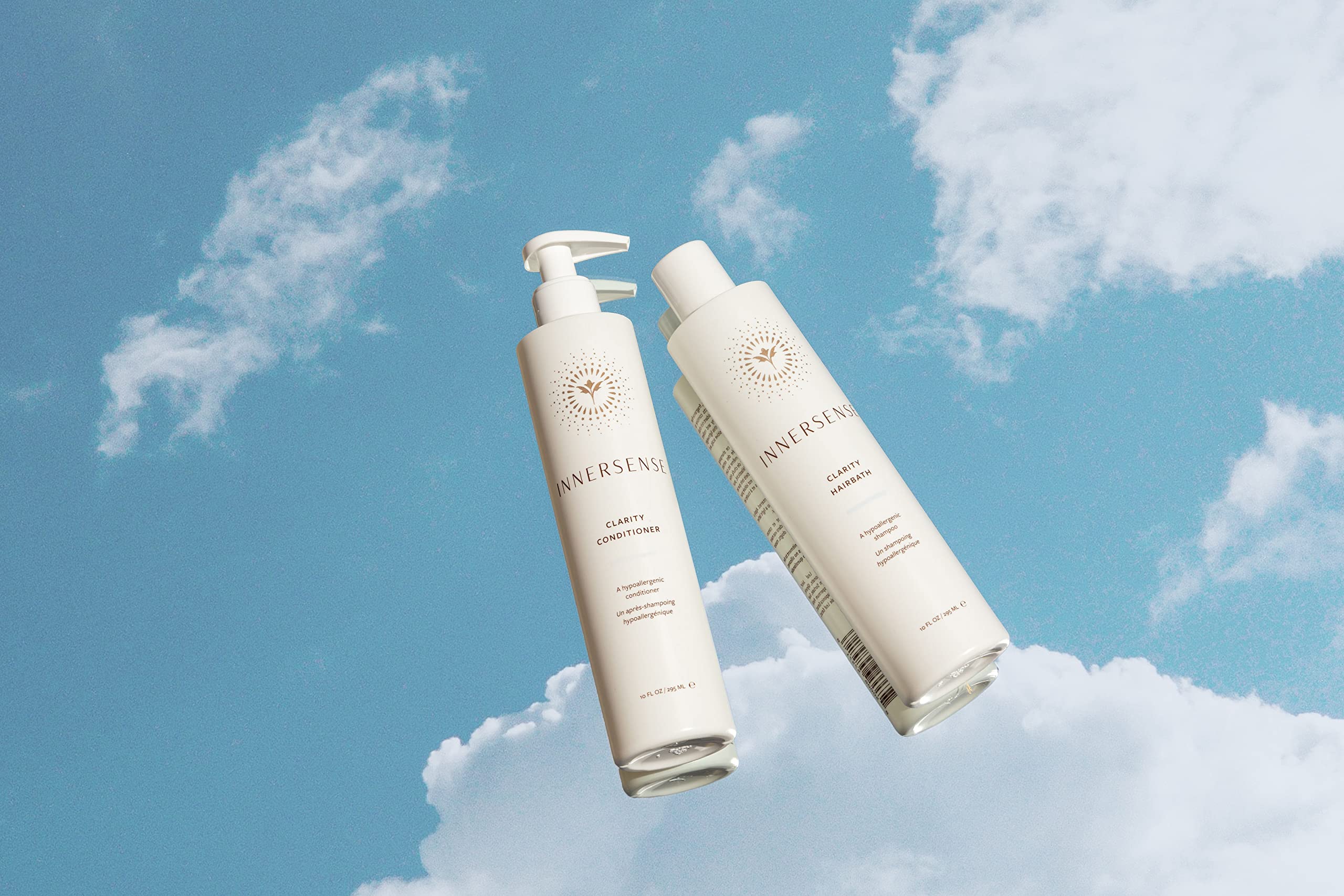 INNERSENSE Organic Beauty Clarity Shampoo and Conditioner Duo for clean, healthy hair, shown in bottles with labels.