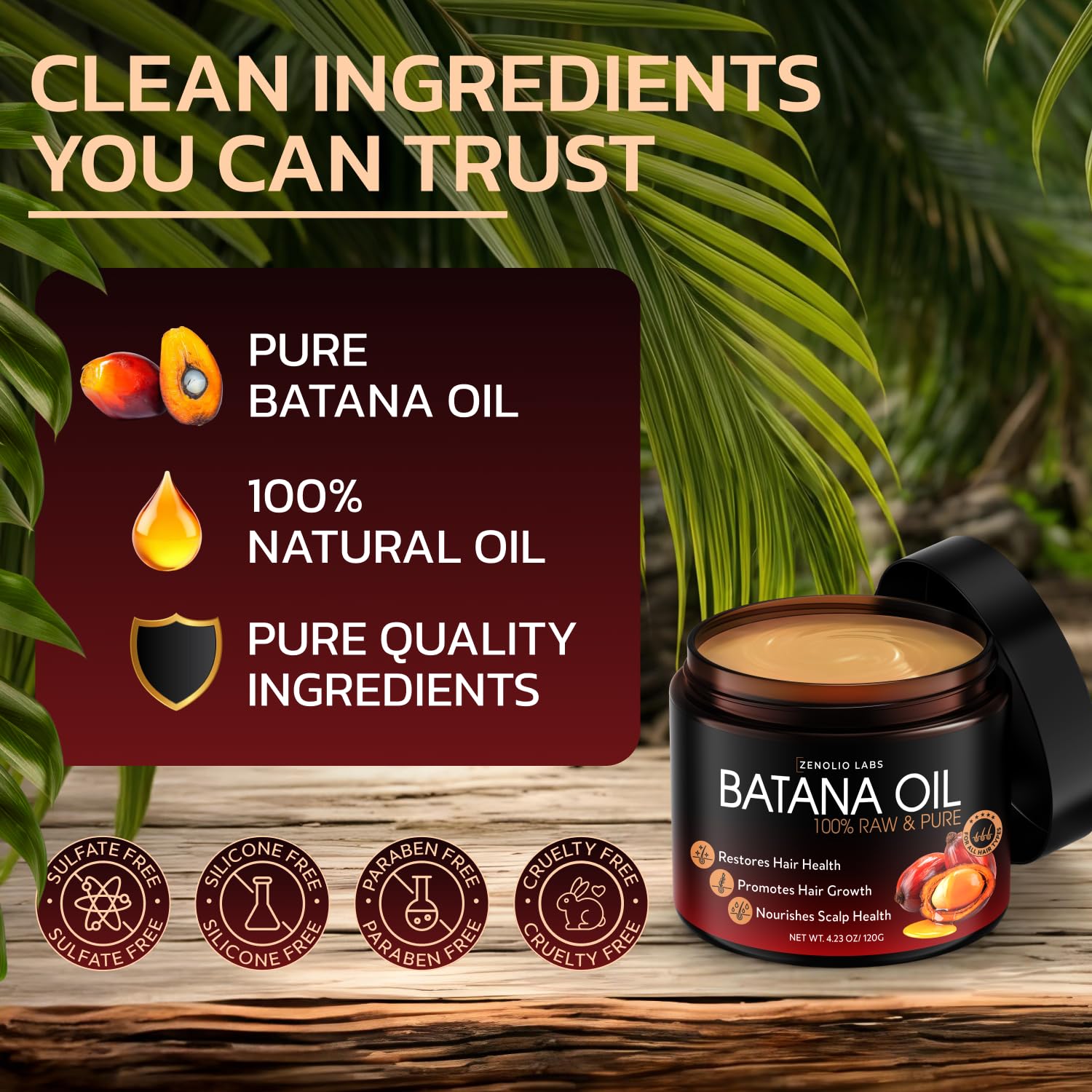 Zenolio Labs Batana Oil for Hair Growth - 100% Pure & Unrefined Raw Dr Sebi Bota - Zenolio Labs Official Product View 6