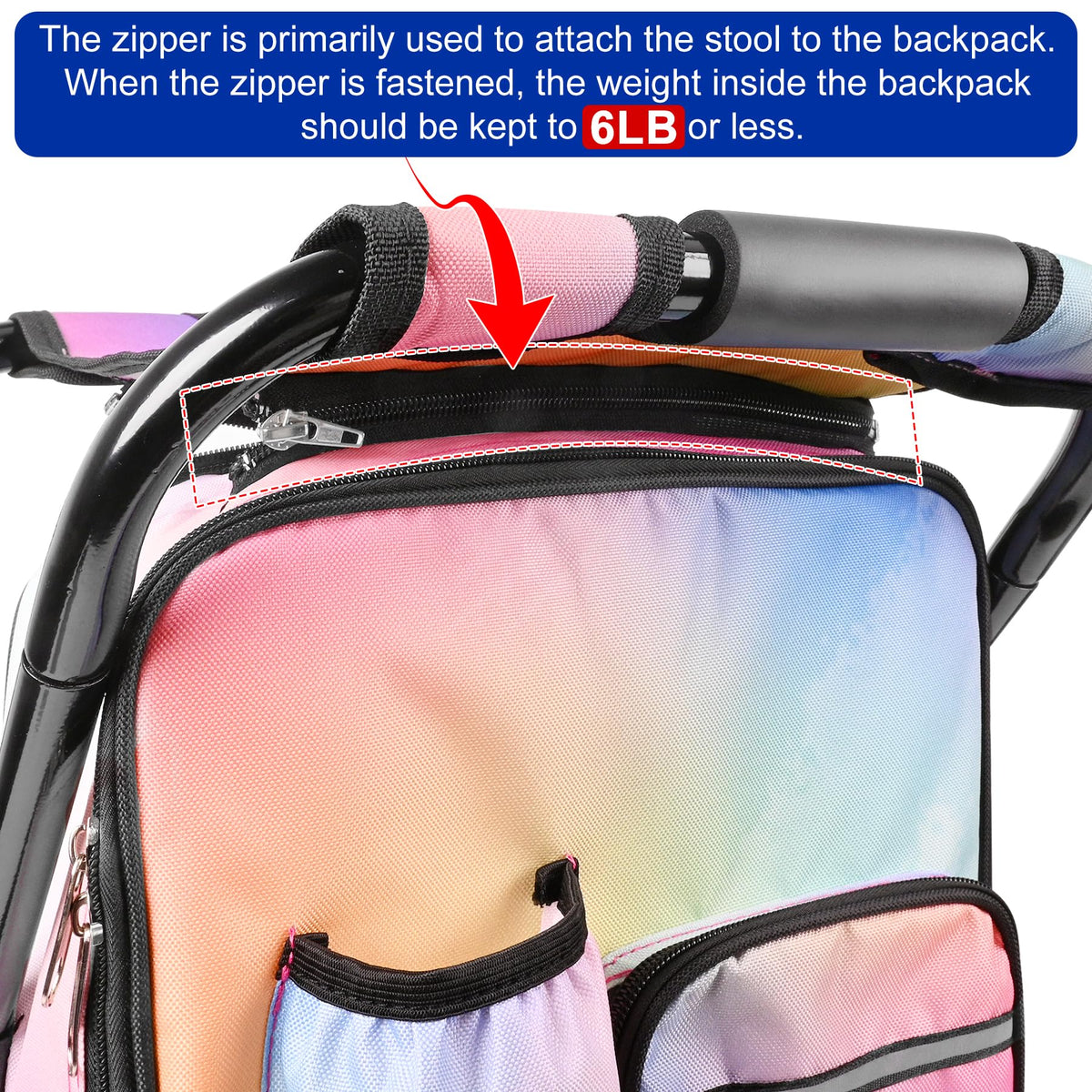 Backpack Stool Cooler Chair Heavy Duty 200 LBS Max Load - Kikerike Official Imagery - 4
