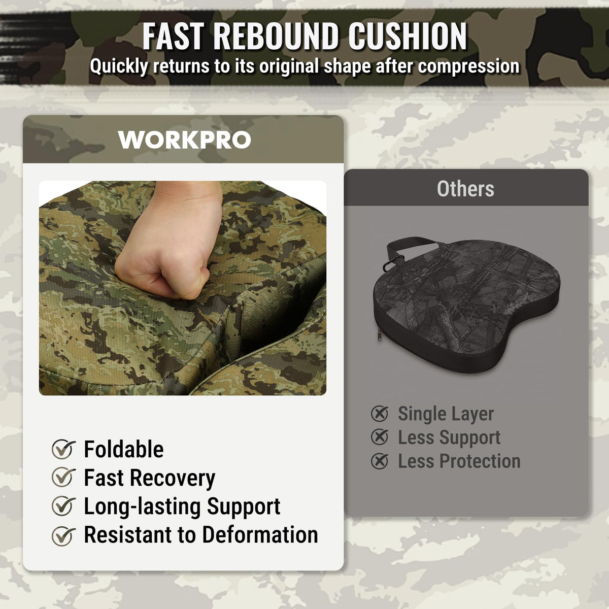 WORKPRO Hunting Seat Cushion Outdoor Seat Pad Camouflage - WORKPRO Official Imagery - 6