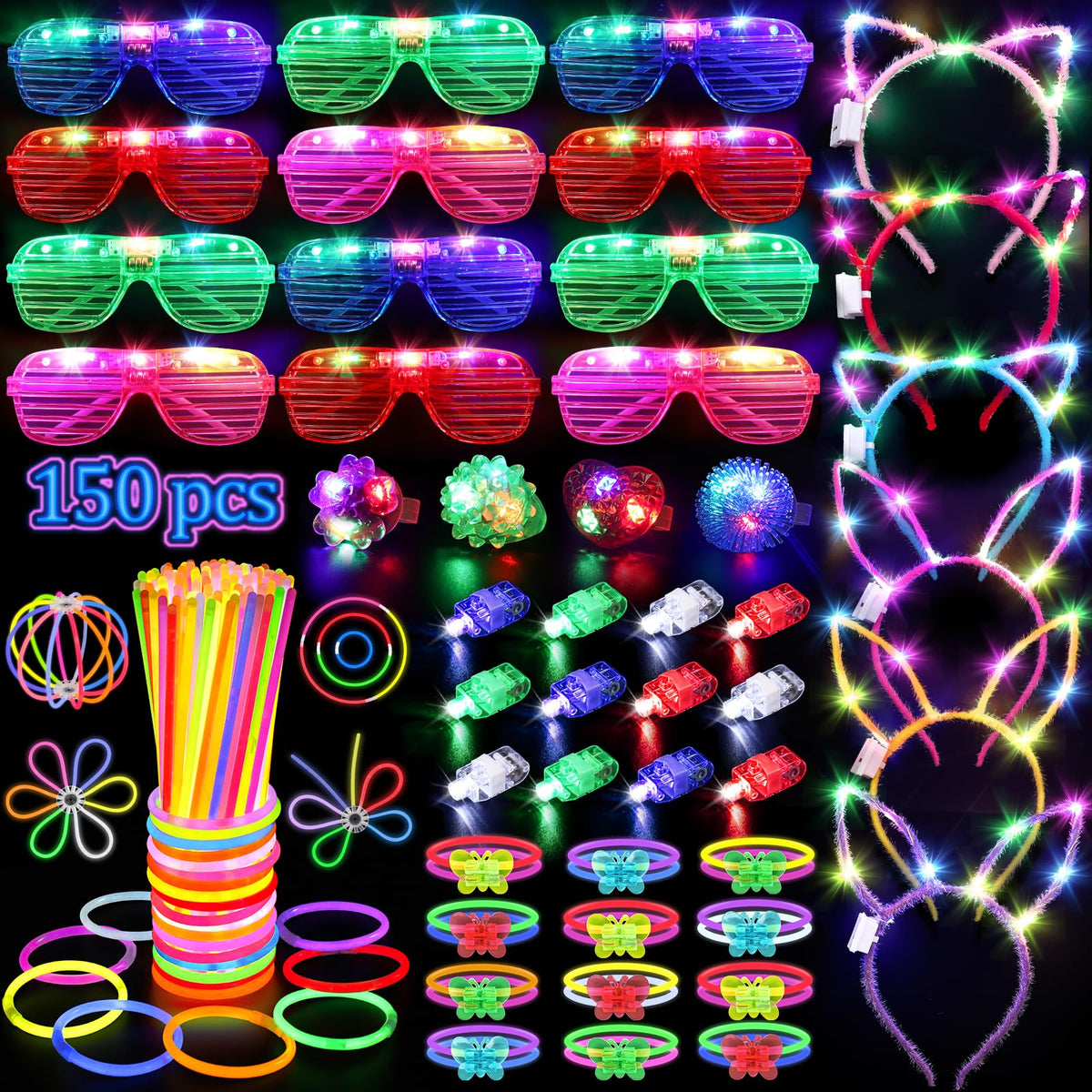 TSDATOWR 150Pcs Glow in the Dark Party Supplies for Kids and - TSDATOWR Official Imagery - 2