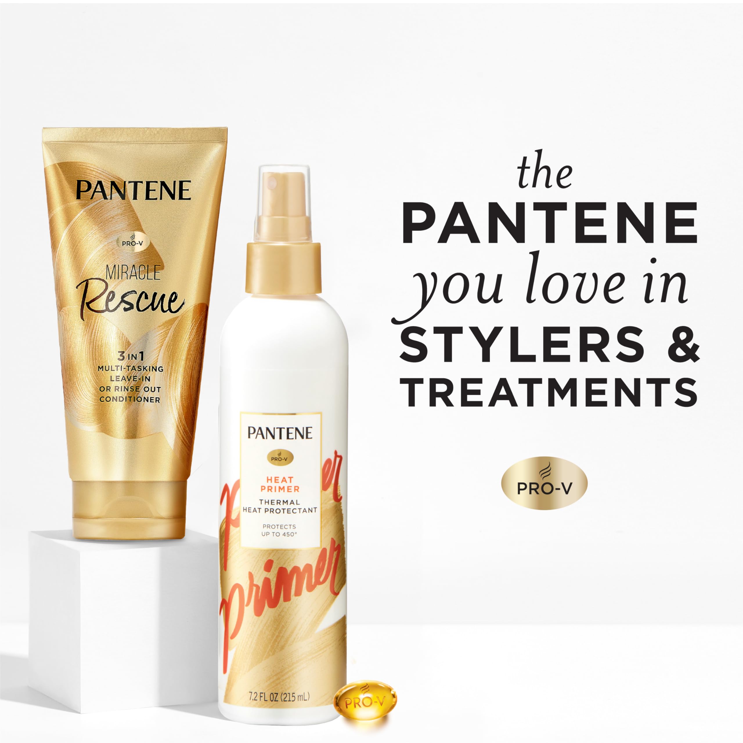 Pantene Pro-V Heat Protectant Spray, Thermal Heat Primer for Hair, Pack of 3, 21.6 oz total