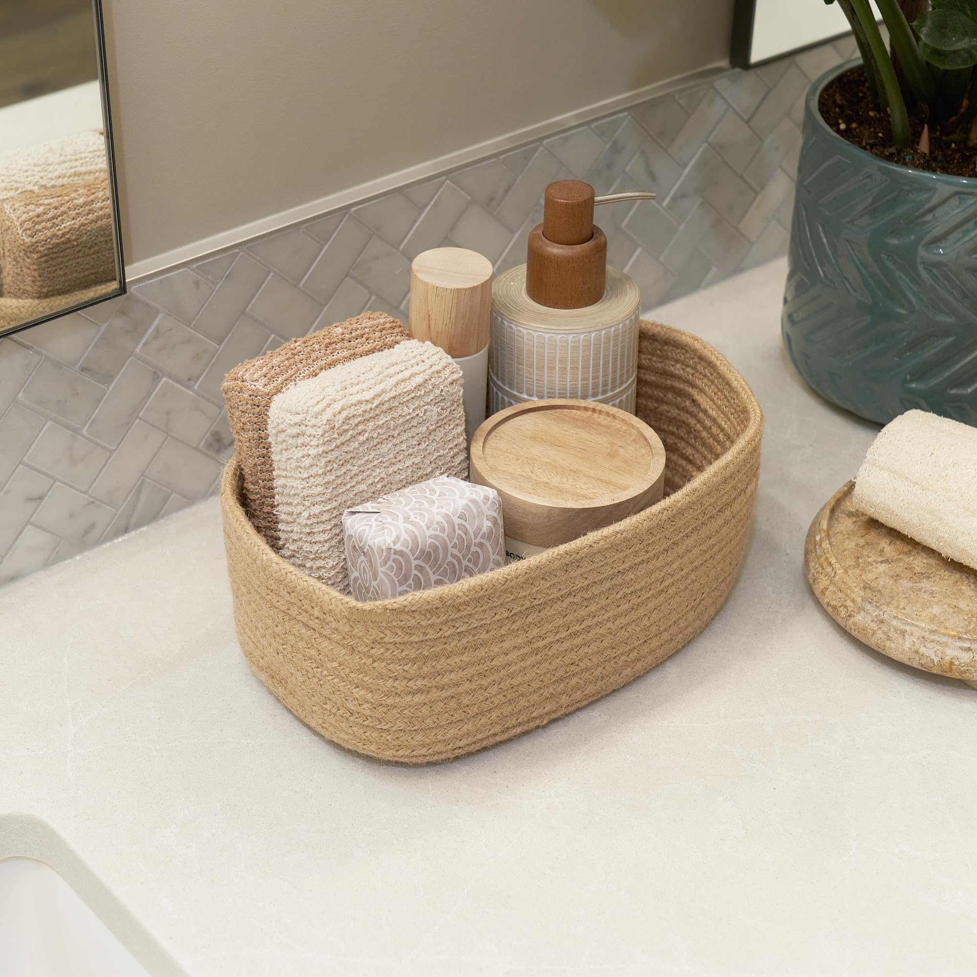 ZICOTO Beautiful Storage Basket Set of 3 - Sturdy Jute Rope Baske - ZICOTO Official Product View 7