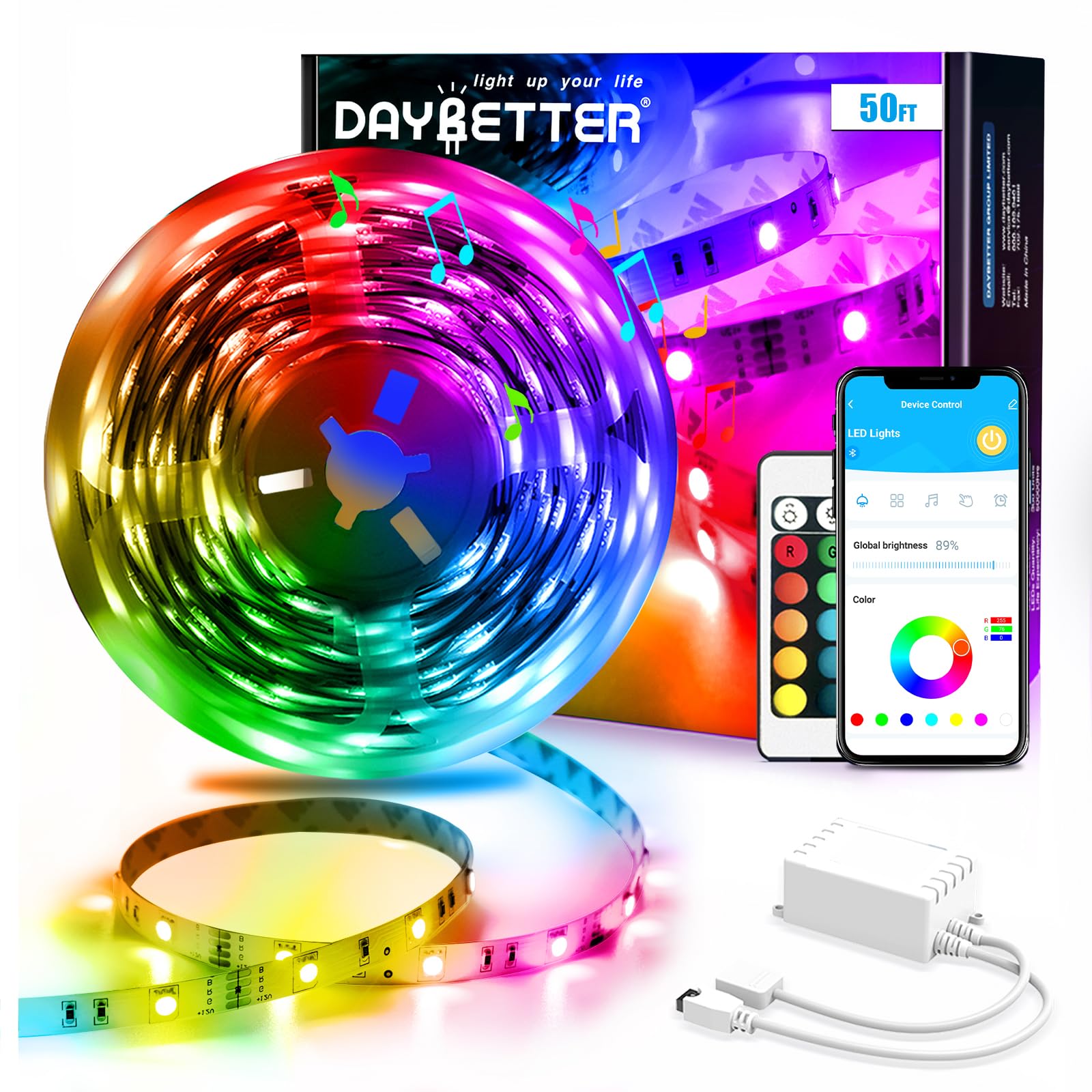 DAYBETTER LED Strip Lights 100ft RGB Lights Strip for Bedroom, Desk, Indoor Room - DAYBETTER Official Product View 9