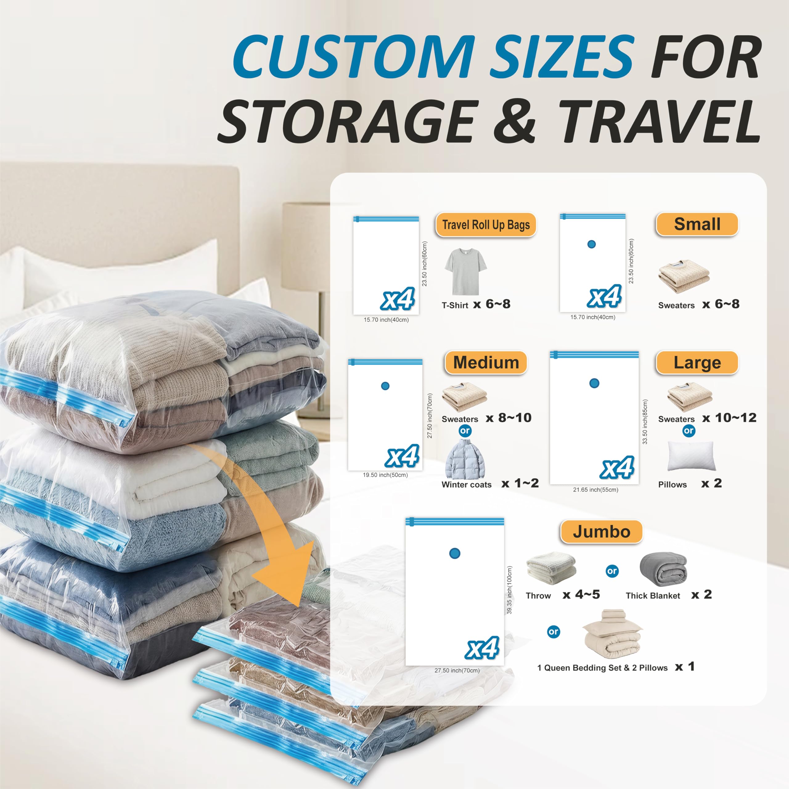 Vacuum Storage Bags with Hand Pump Vacuum Seal Space Saver - Cozy Essential Official Imagery - 4