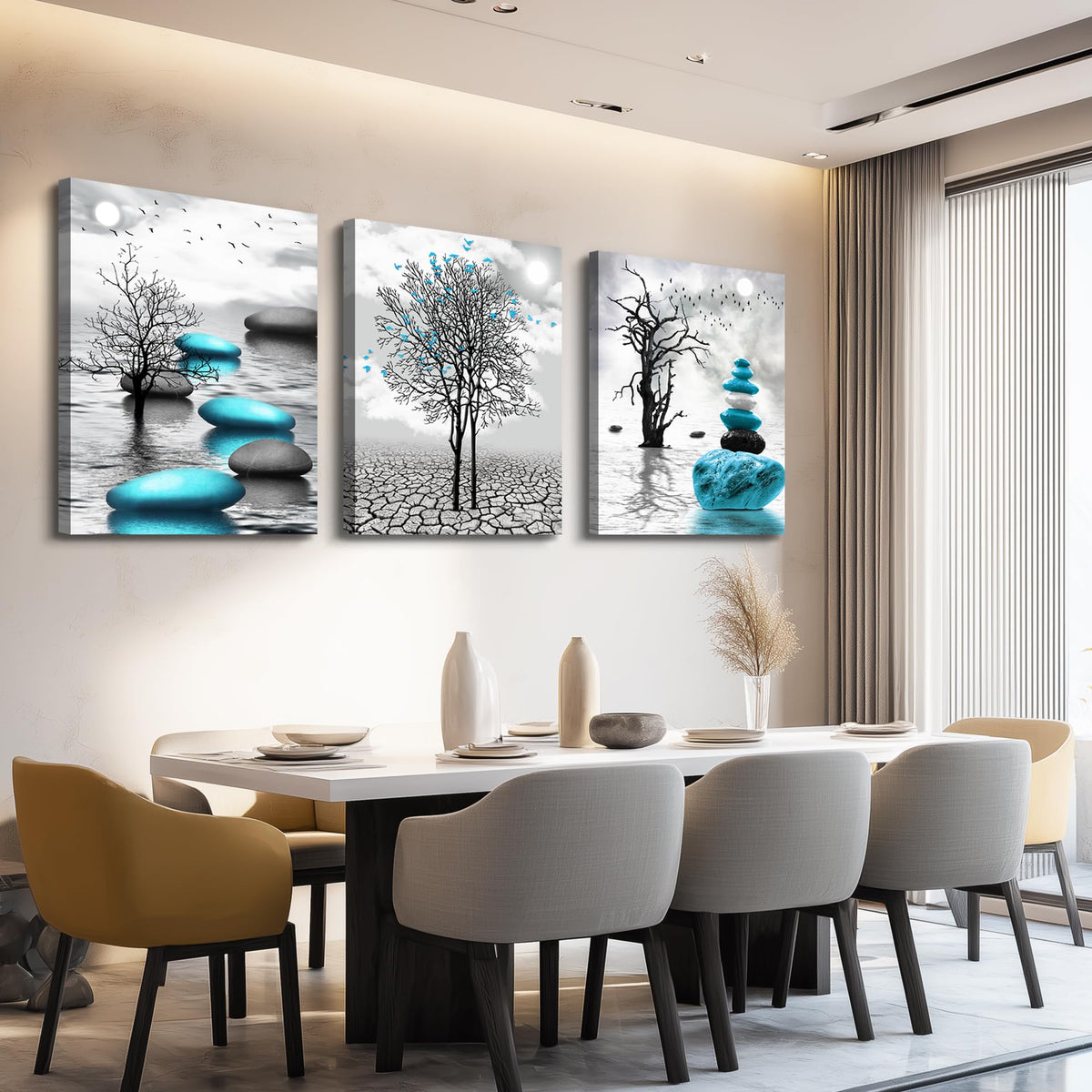 DZRWUBHS Abstract Wall Art for Living Room 3 Piece Modern - DZRWUBHS Official Imagery - 5