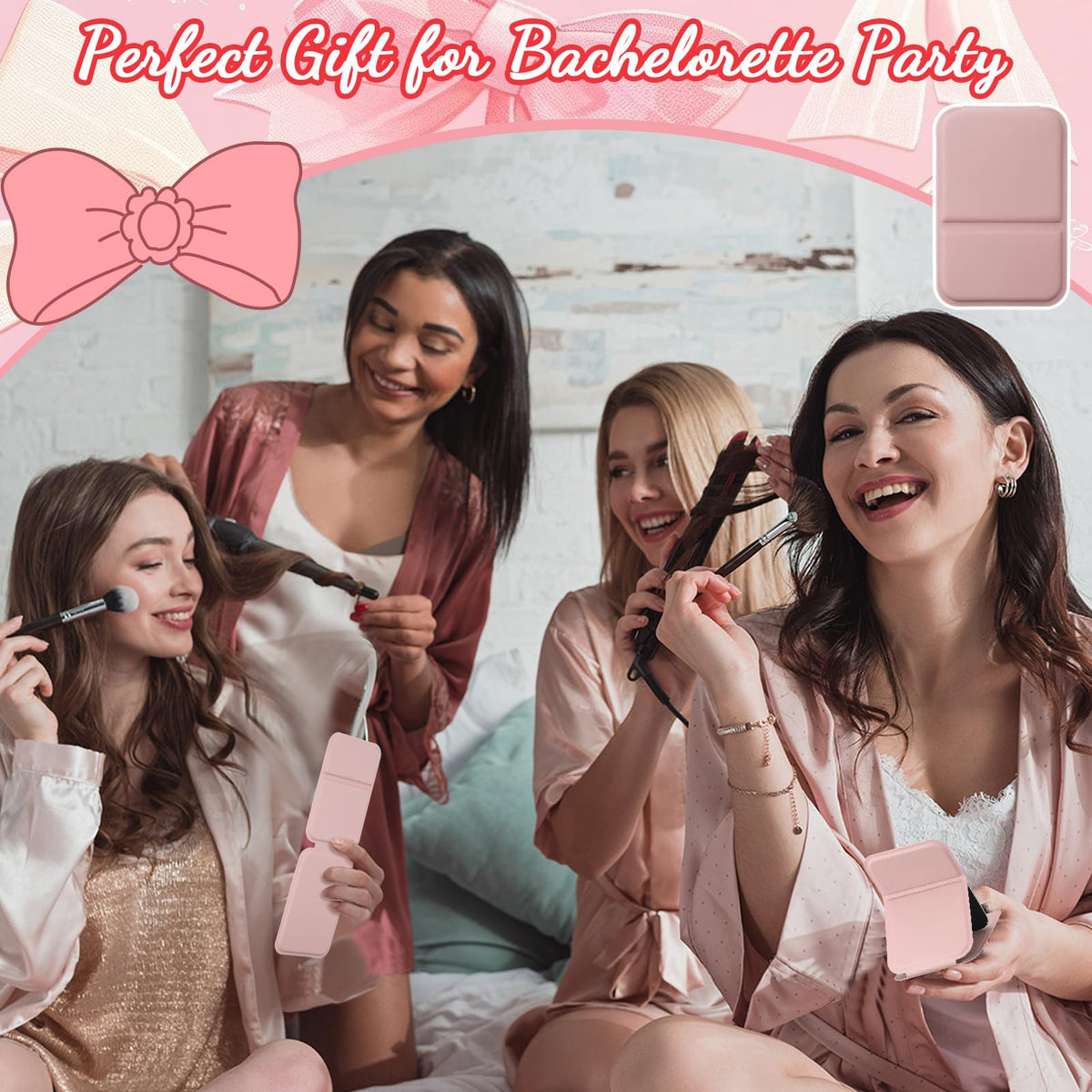 Compact Portable Mirror Bulk Rectangle Pink 12 Pcs - Fiwochic Official Imagery - 7