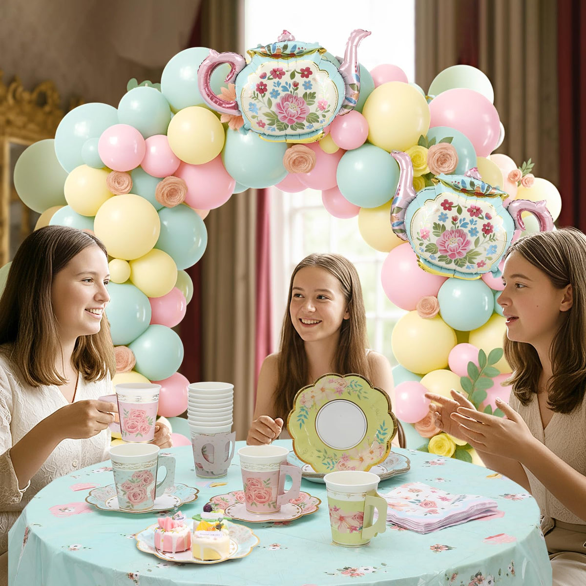 Foldtier 174 Pcs Tea Party Decor Supplies for 12 Guests - FoldTier Official Imagery - 7