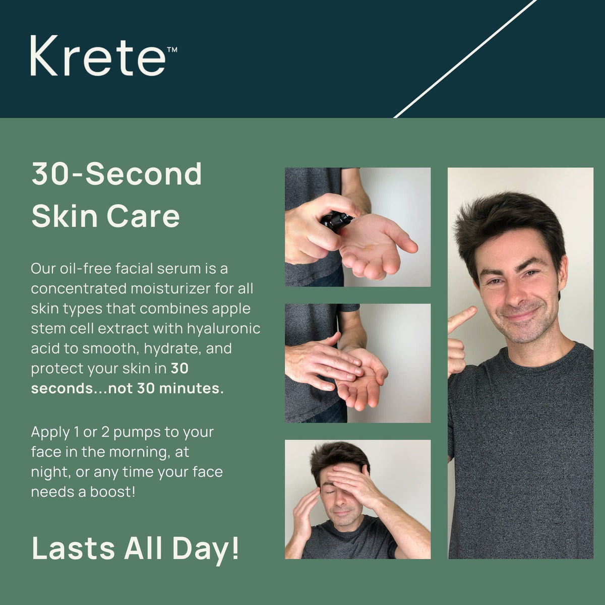 KRETE 30 Seconds Hydrating Facial Serum for Men - krete Official Imagery - 5