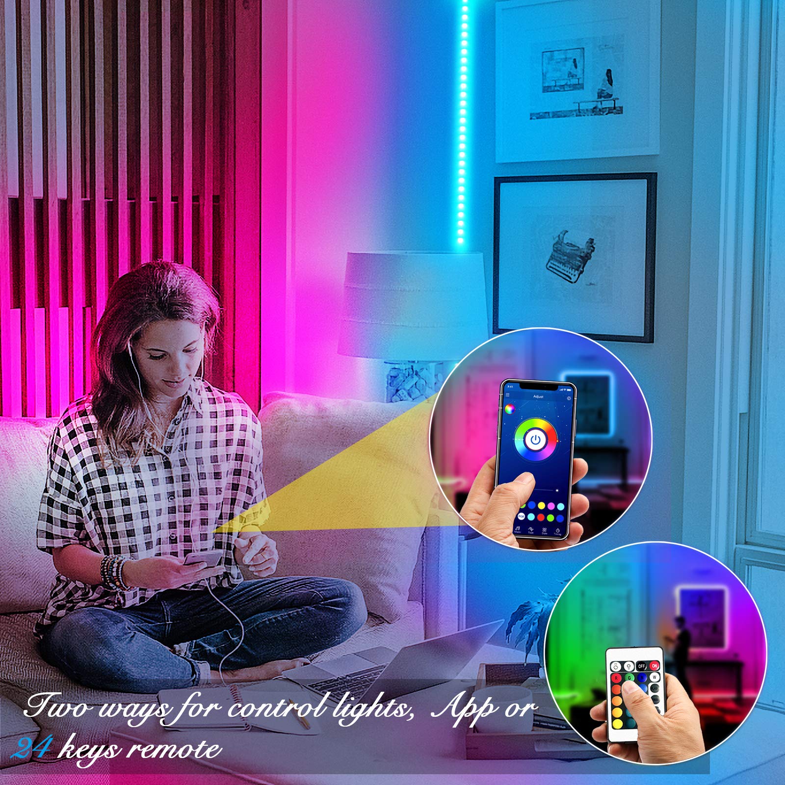 DAYBETTER LED Strip Lights 100ft RGB Lights Strip for Bedroom, Desk, Indoor Room - DAYBETTER Official Product View 3