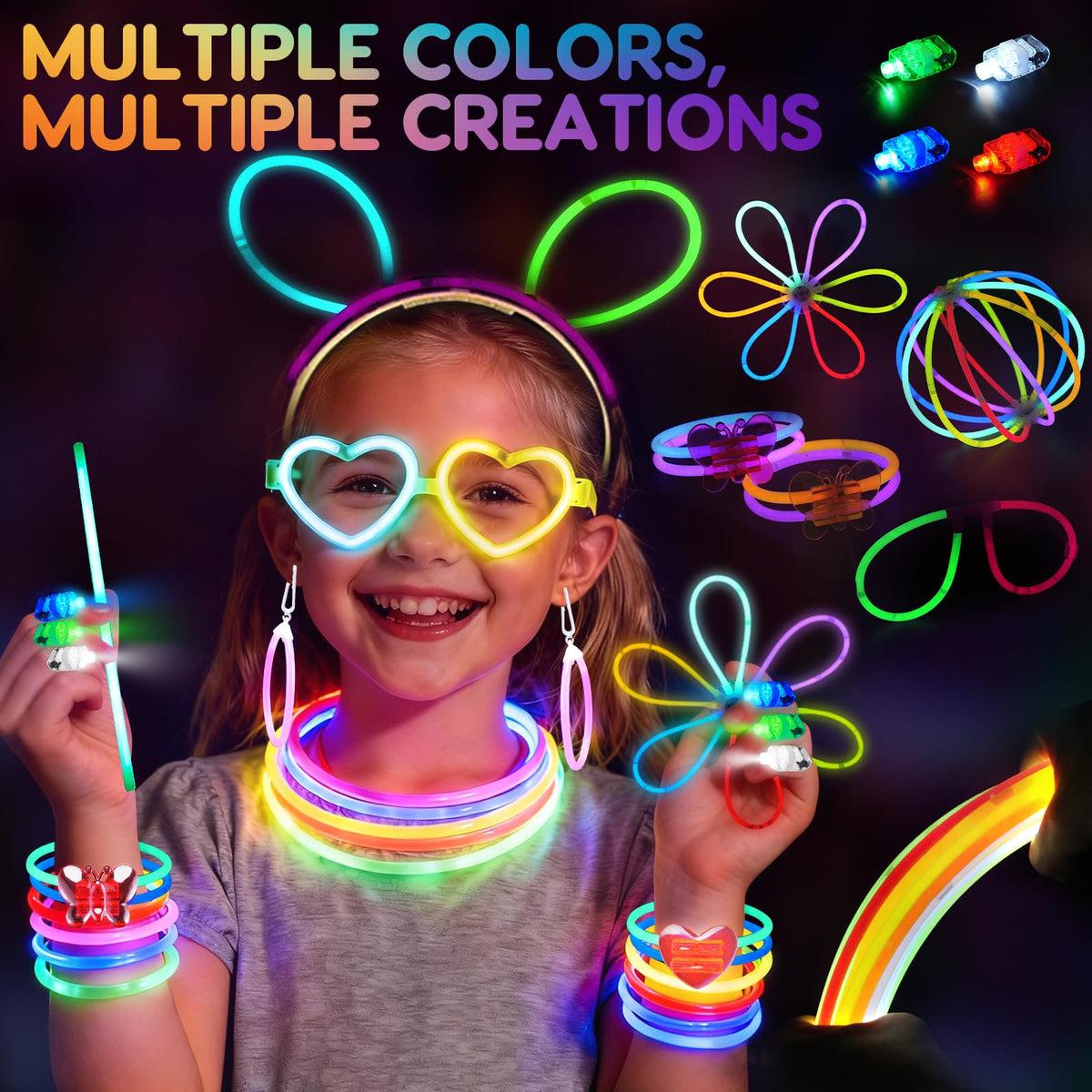 SHQDD 500 Glow Sticks Set 200 Glow Sticks 300 Accessories - SHQDD Official Imagery - 4