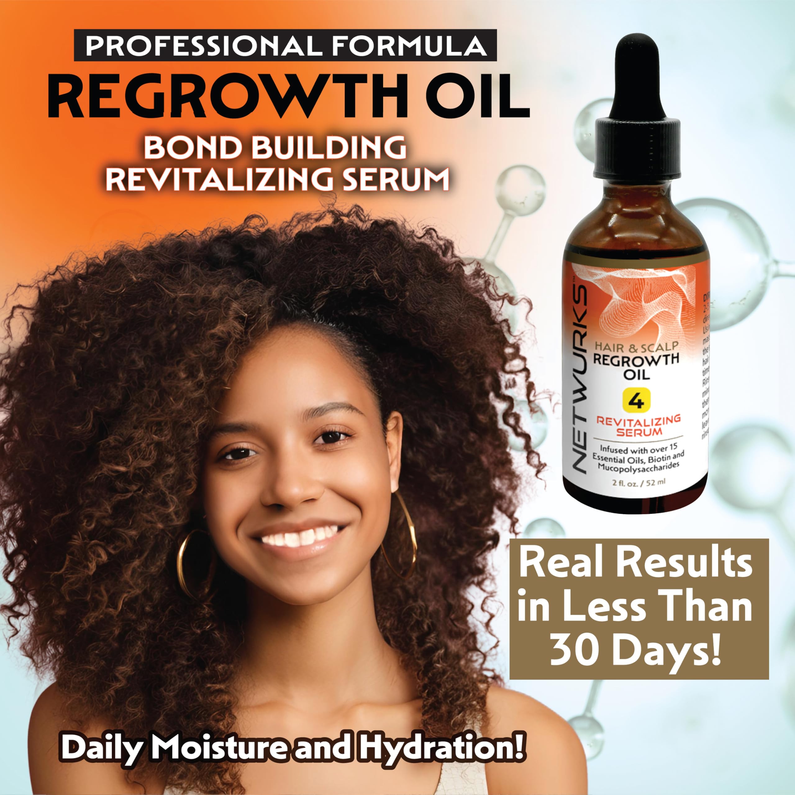 Netwurks Hair & Scalp Bonding Oil | Repairs & Moisturizes Hair Structure with Essential Oils | Promotes a Healthier Scalp & Hair Growth | 2 Oz