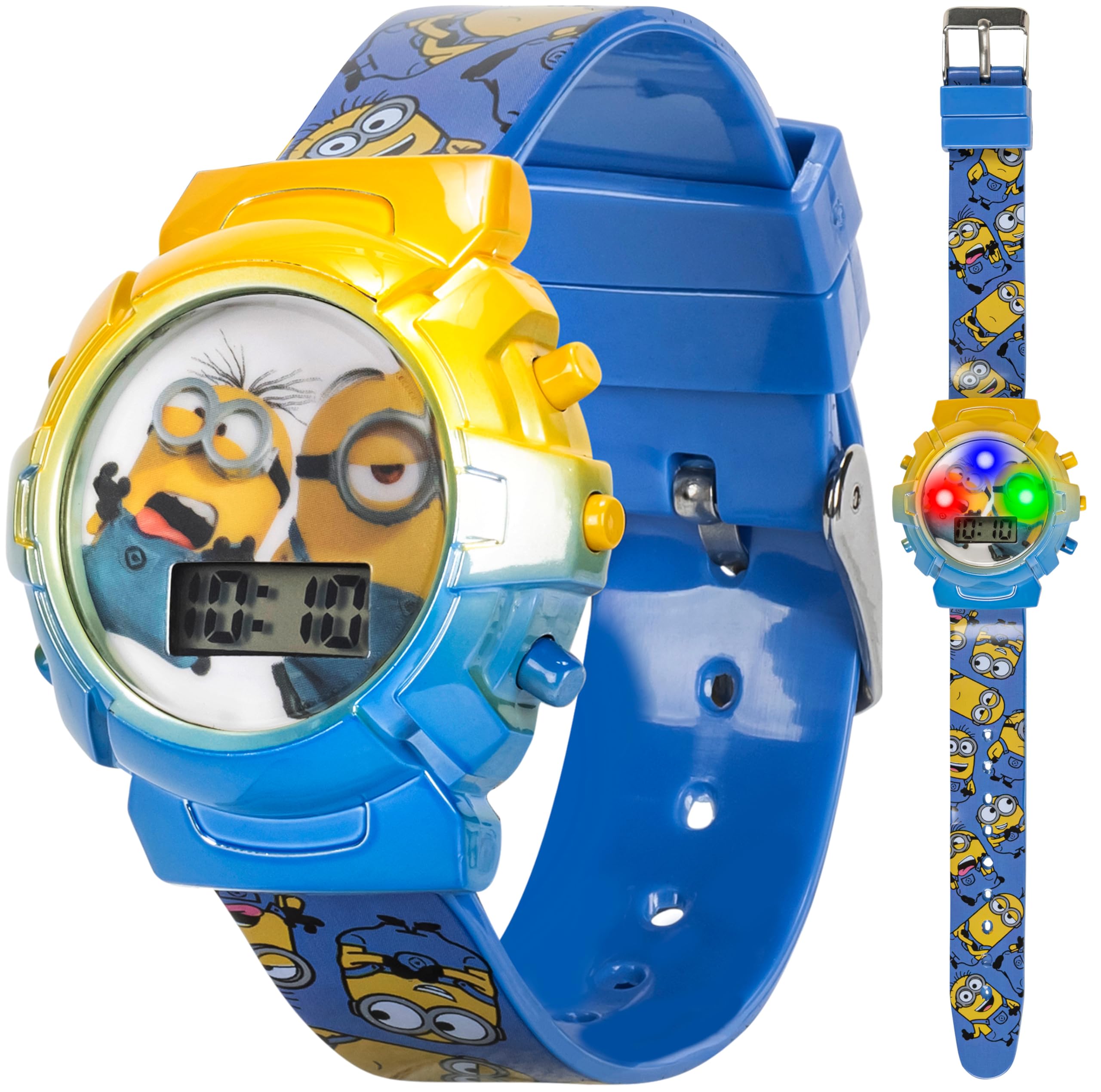 Accutime Minions Kids Watch – Flashing Dial Lights, LCD Display, Adjus - View 1