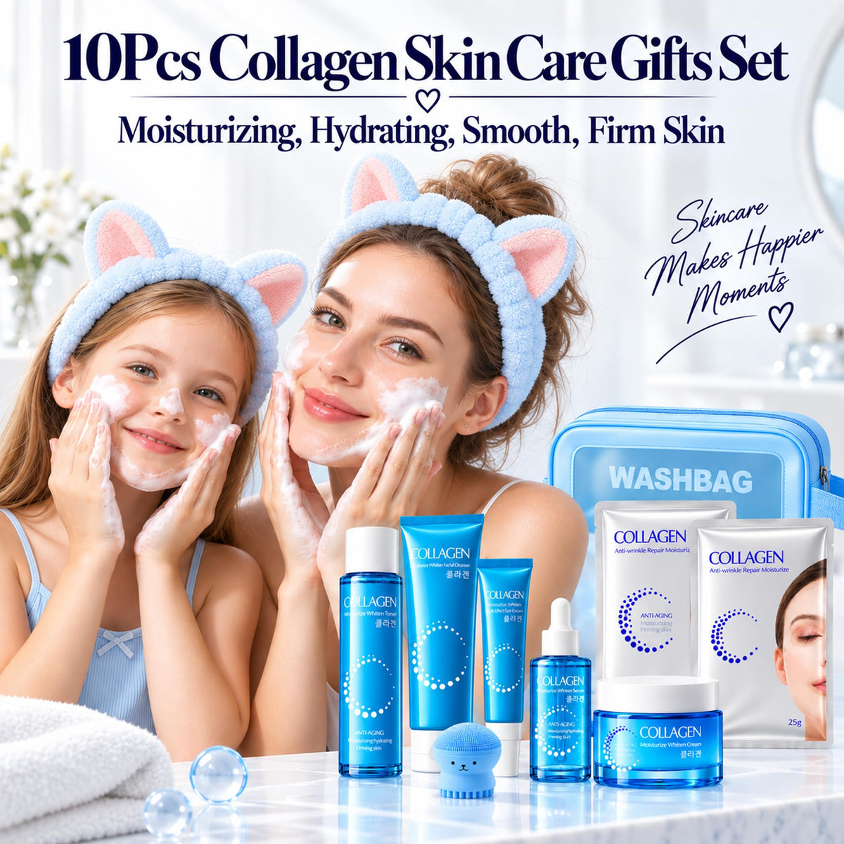 10Pcs Collagen Skin Care Set Hydrating Daily Routine Gift - Bilziviro Official Imagery - 4