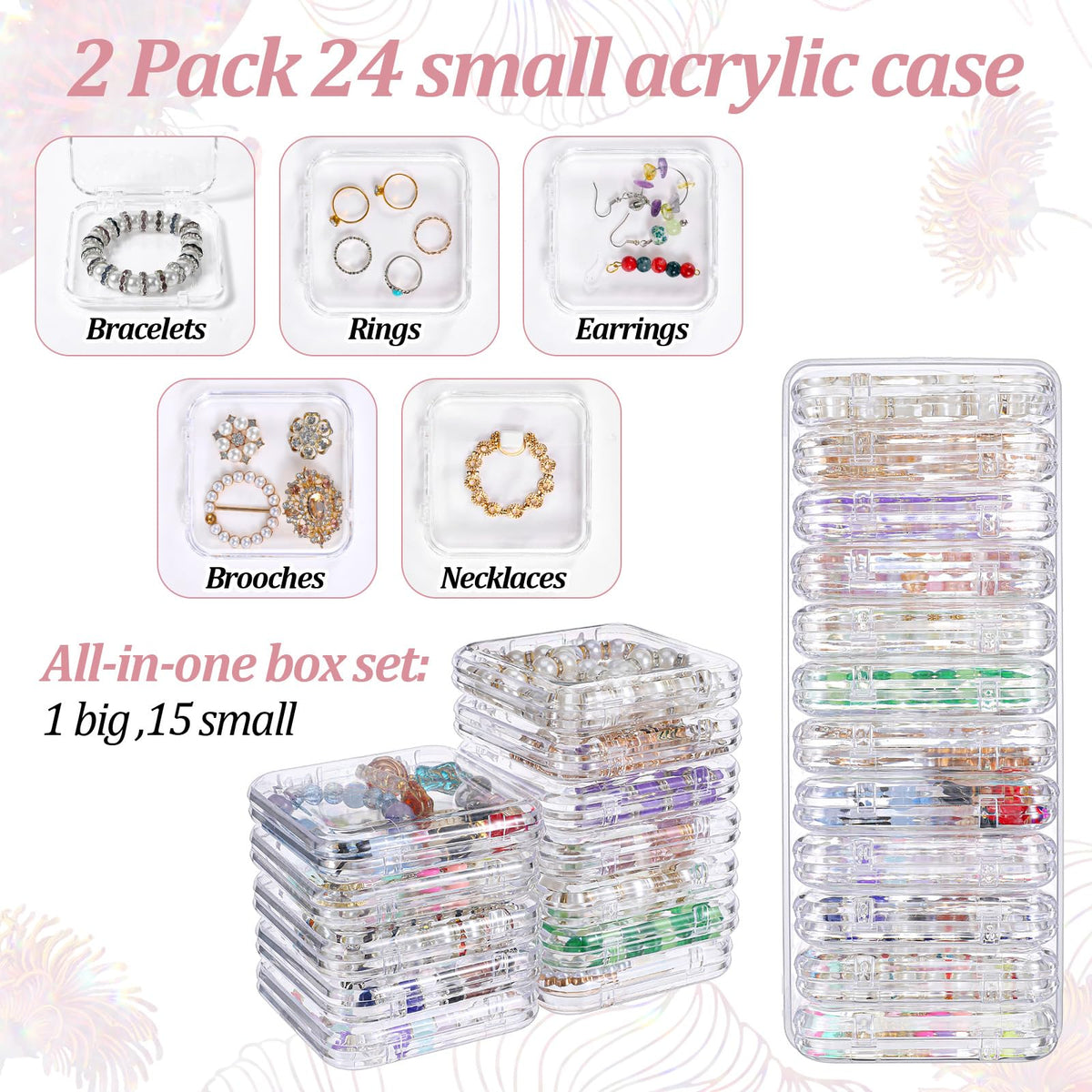 2 Pack Acrylic Jewelry Organizer Box with 24 Portable Small - Giloaou Official Imagery - 5