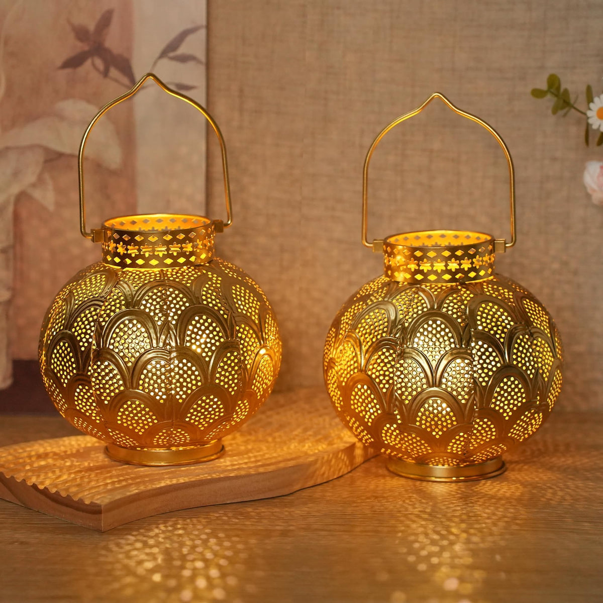 TRIROCKS Set of 2 Moroccan Style Metal Table Lamp 7 High - TRIROCKS Official Imagery - 8