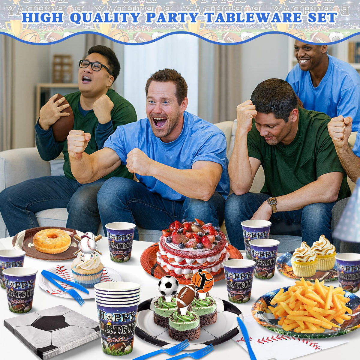 244 Pcs Sports Birthday Party Decorations - Kinovo Official Imagery - 3