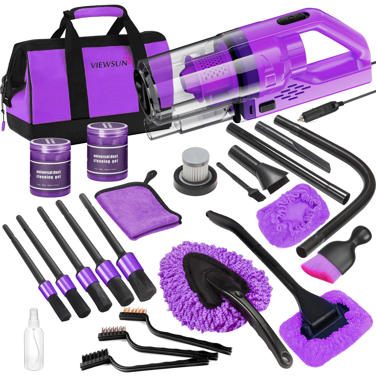 17PCS Car Cleaning Kit Purple Car Interior Detailing Kit - Viewsun Official Imagery - 1