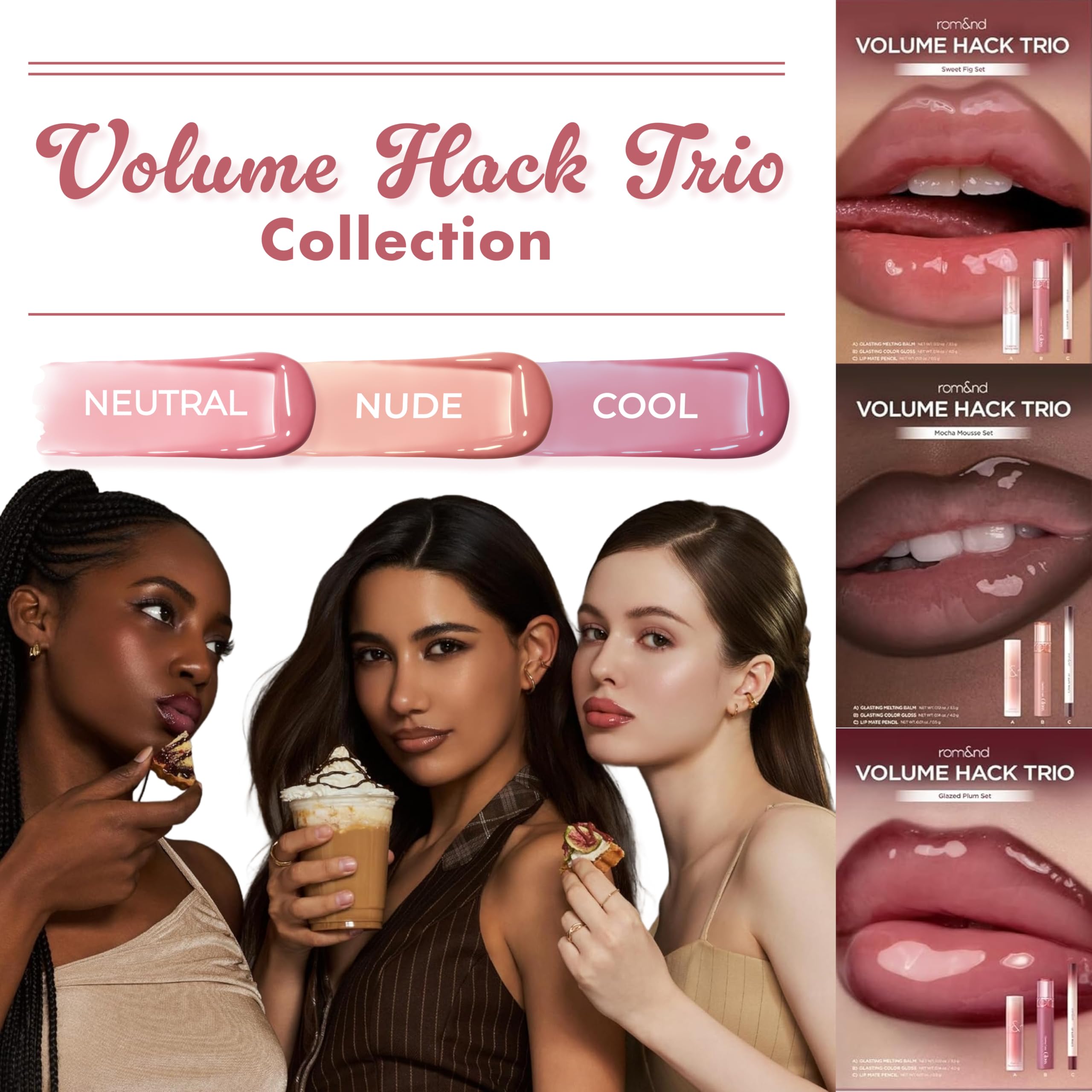 rom&nd Volume Hack Trio | 3 Step Plumping Lip Kit | Glazed Plum Set - View 7