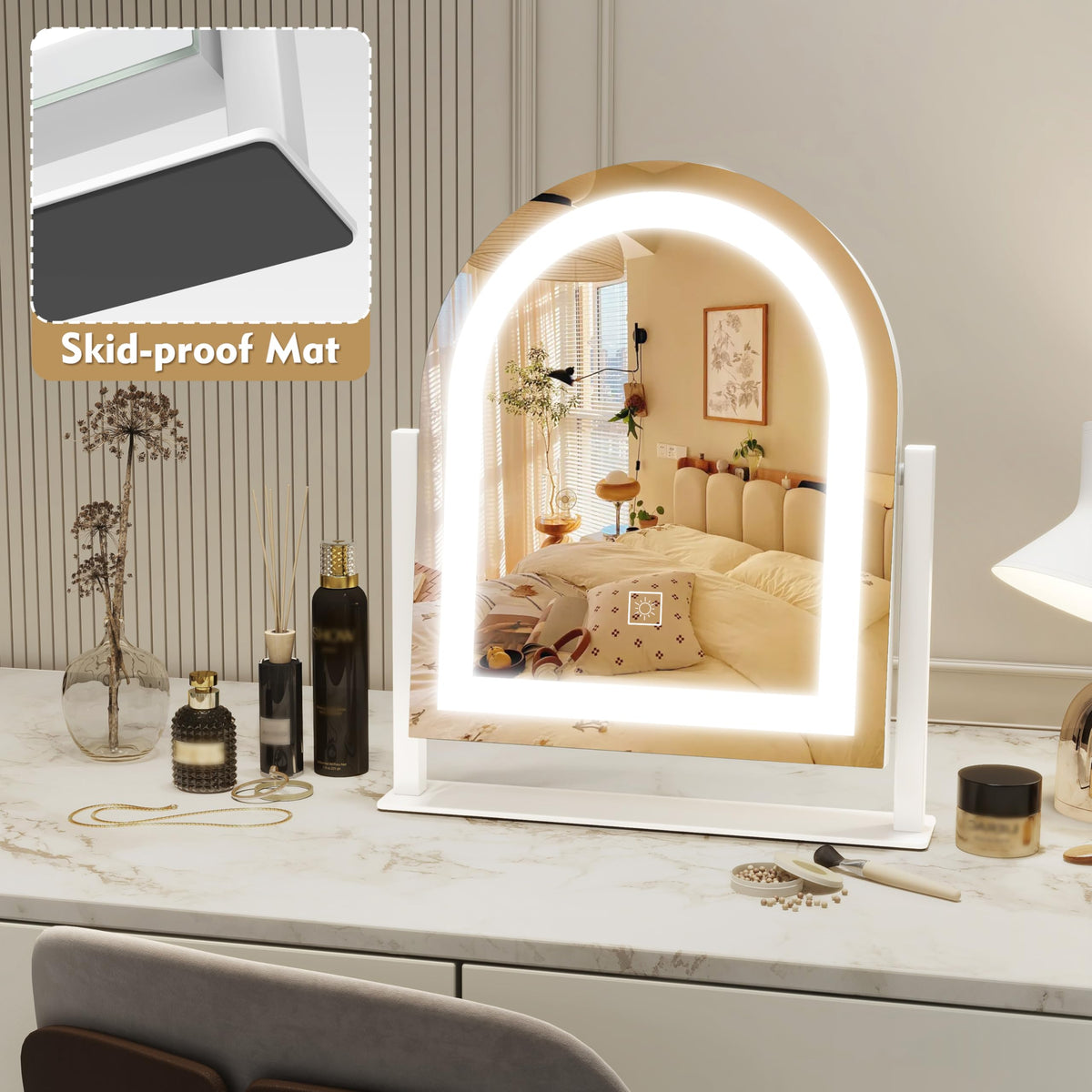 ROLOVE Lighted Makeup Mirror with 3 Color Dimmable Lighting - ROLOVE Official Imagery - 7