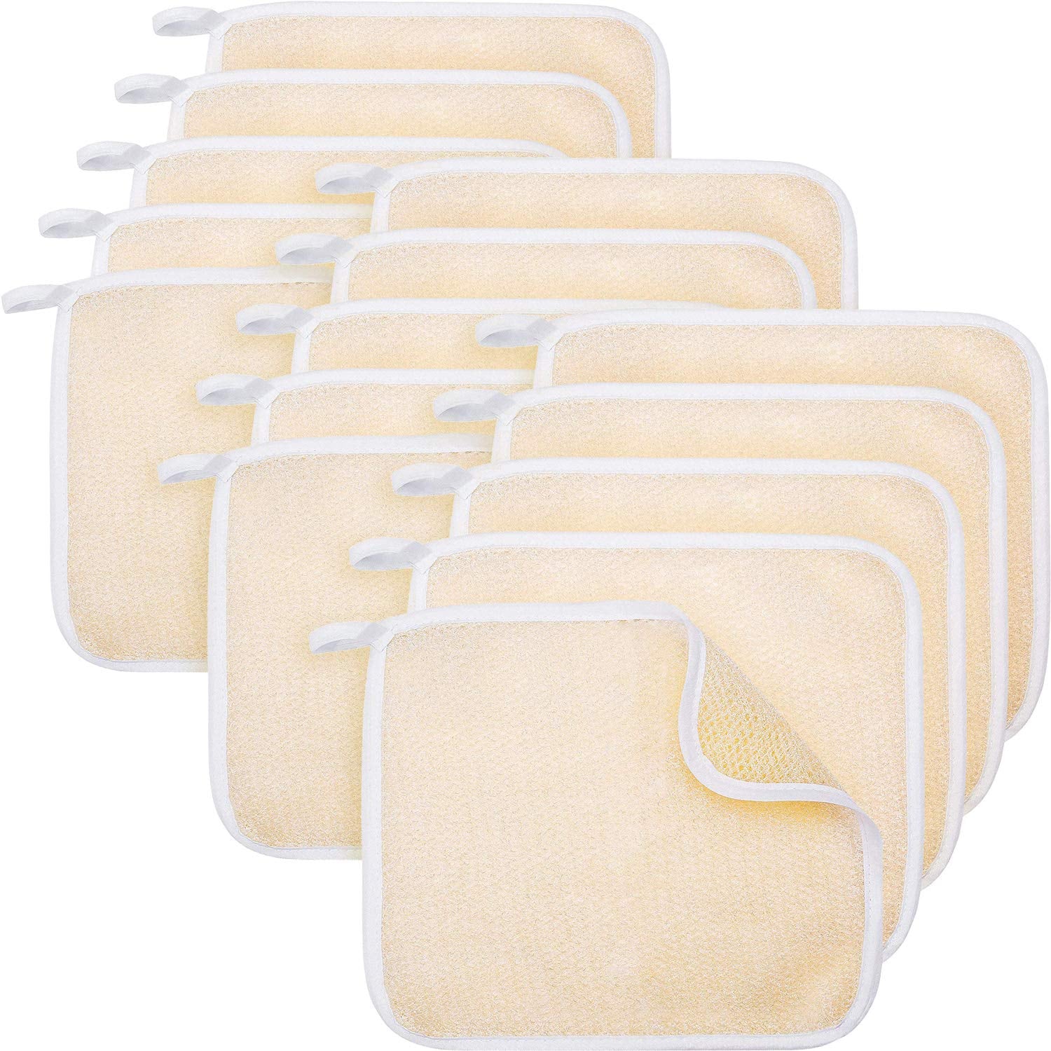 Tatuo 15 Packs Exfoliating Wash Cloths Face Body, Dual Sided, White Edge - Tatuo Official Product View 1