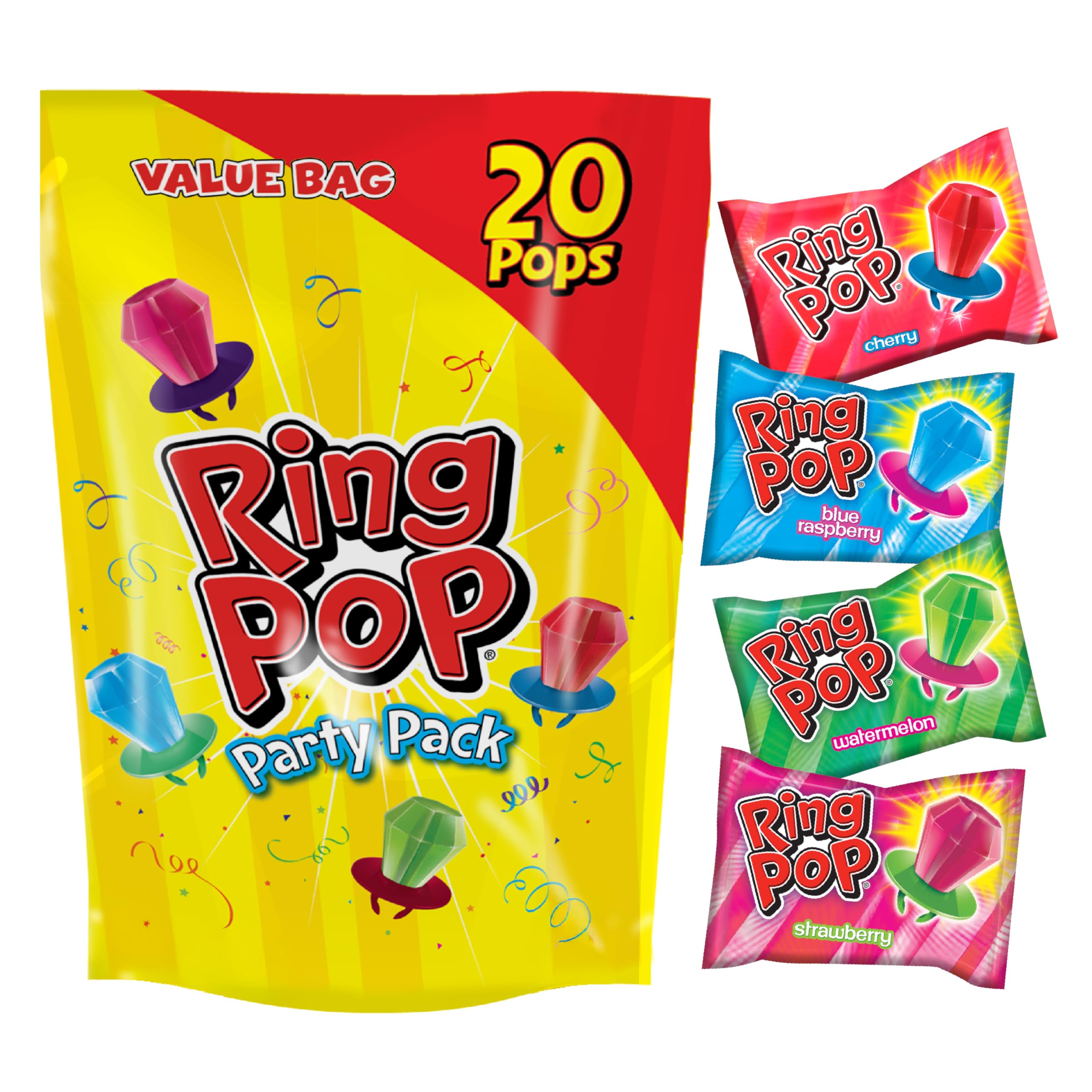 Ring Pop Lollipops - Bulk Candy Individually Wrapped Suckers - Product Imagery