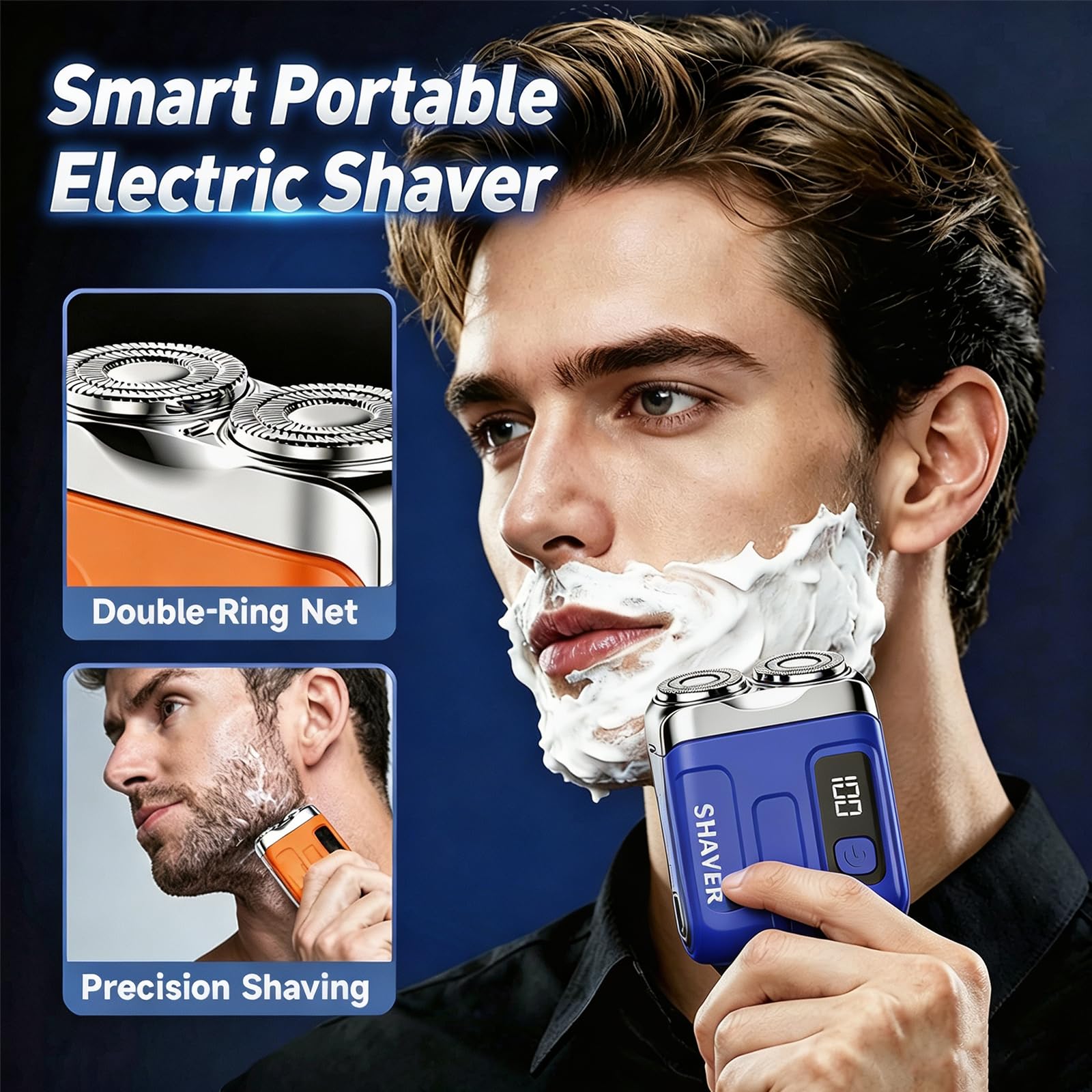 Rhycoma Mini Electric Shaver for Men, compact travel razor with sleek design and adjustable head for close shaving.