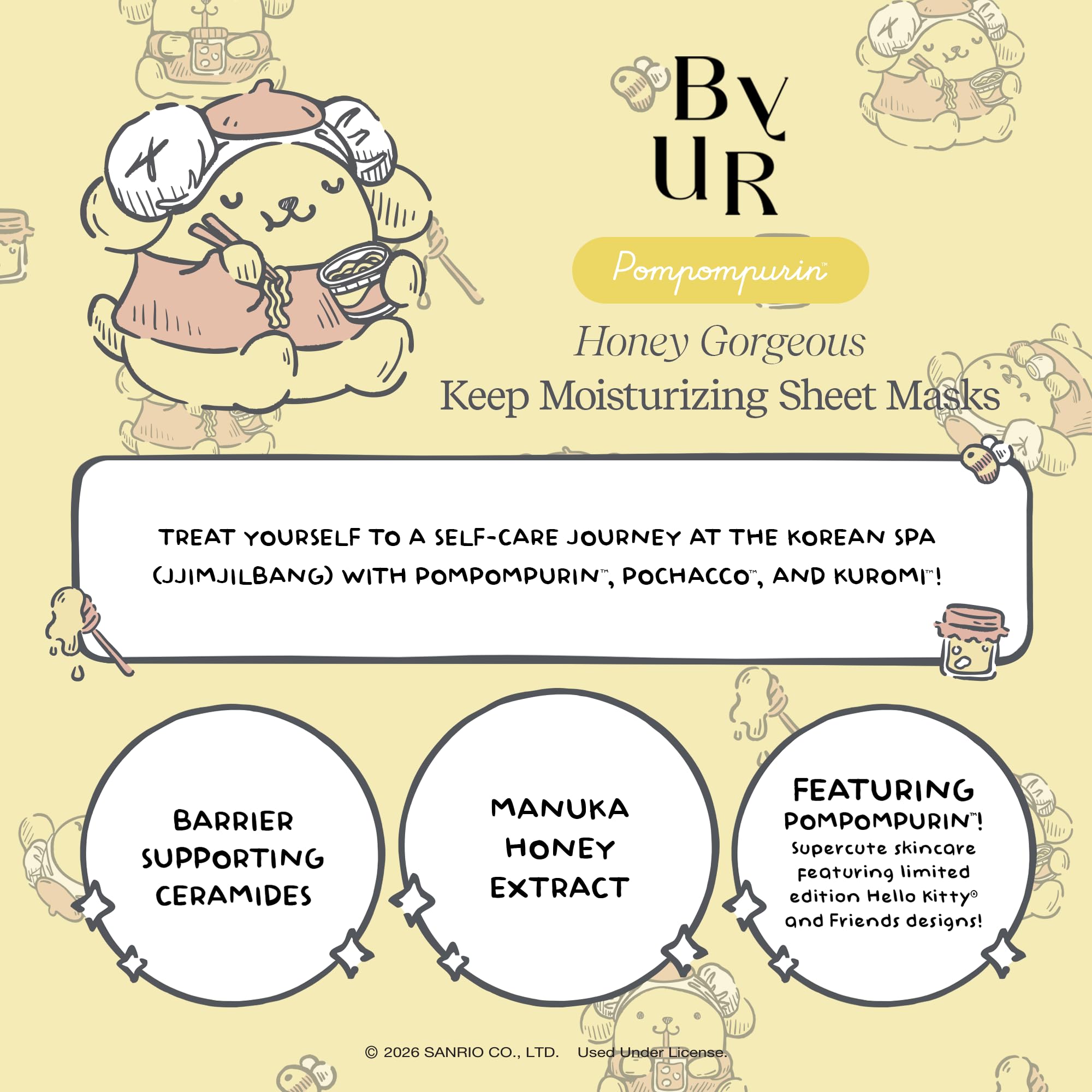 ByUR Honey Gorgeous Sanrio Character Daily Aqua Serum Mask (1 - ByUR