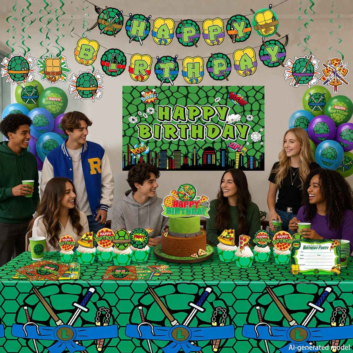 Turtle Theme Birthday Party Decorations Set - Premium Selection Official Imagery - 7
