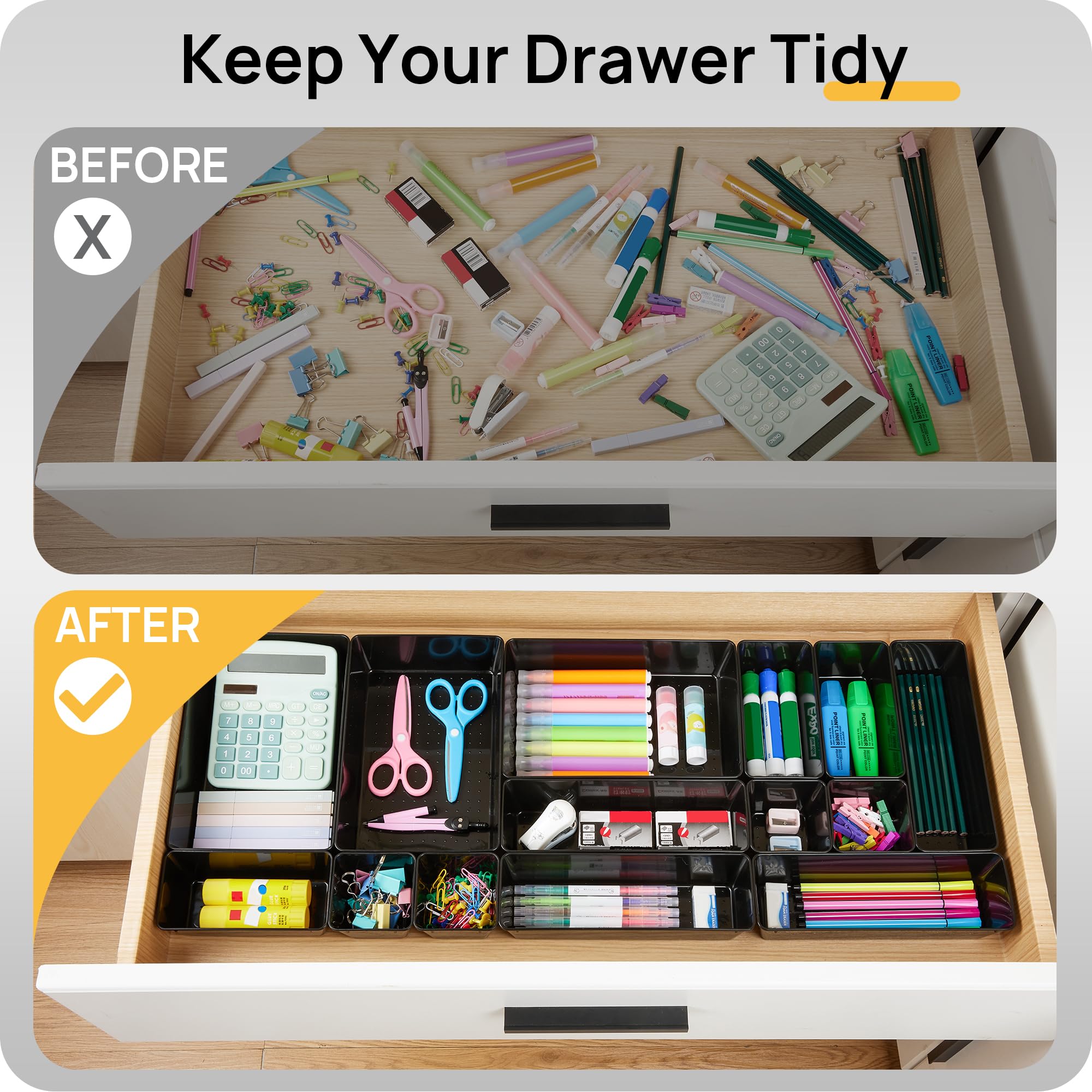 Vtopmart 25 Pack Plastic Drawer Organizers with Non-slip Rubber P by Vtopmart - Angle View 3