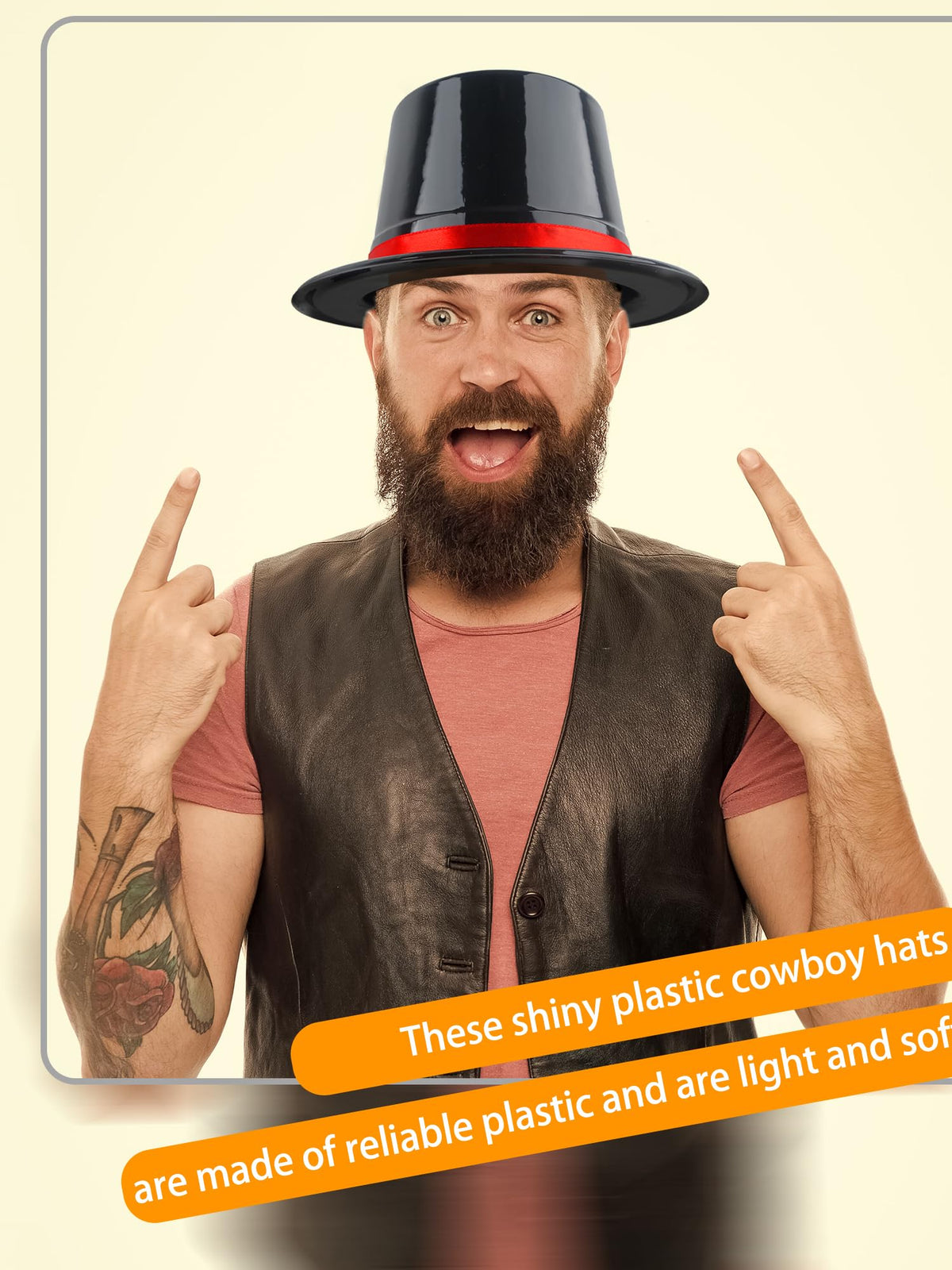 12 Pack Adults Top Hats Bulk Black Glitter Top Hat with Red - SGBETTER Official Imagery - 6