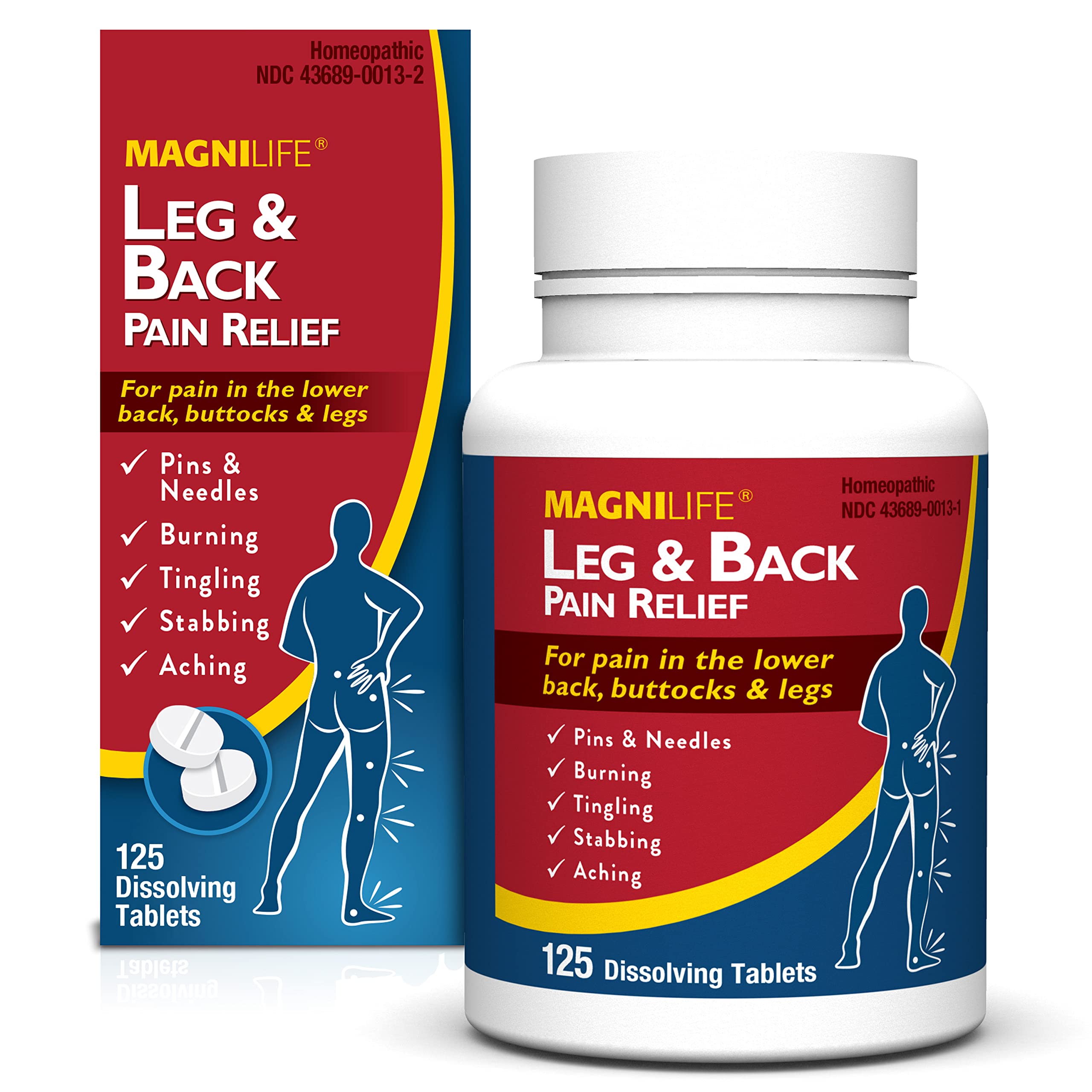 MagniLife Leg & Back Pain Relief Tablets – 125 Ct, Fast-Acting