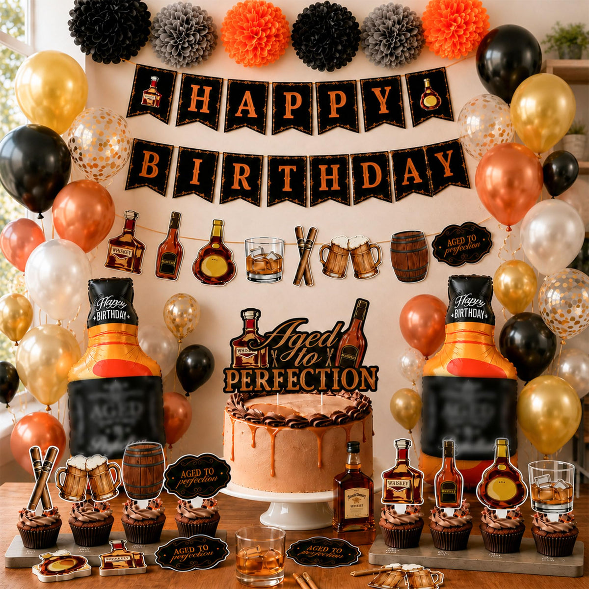 109PCS Whiskey Birthday Party Decorations for Men Aged to - HandTool Official Imagery - 6