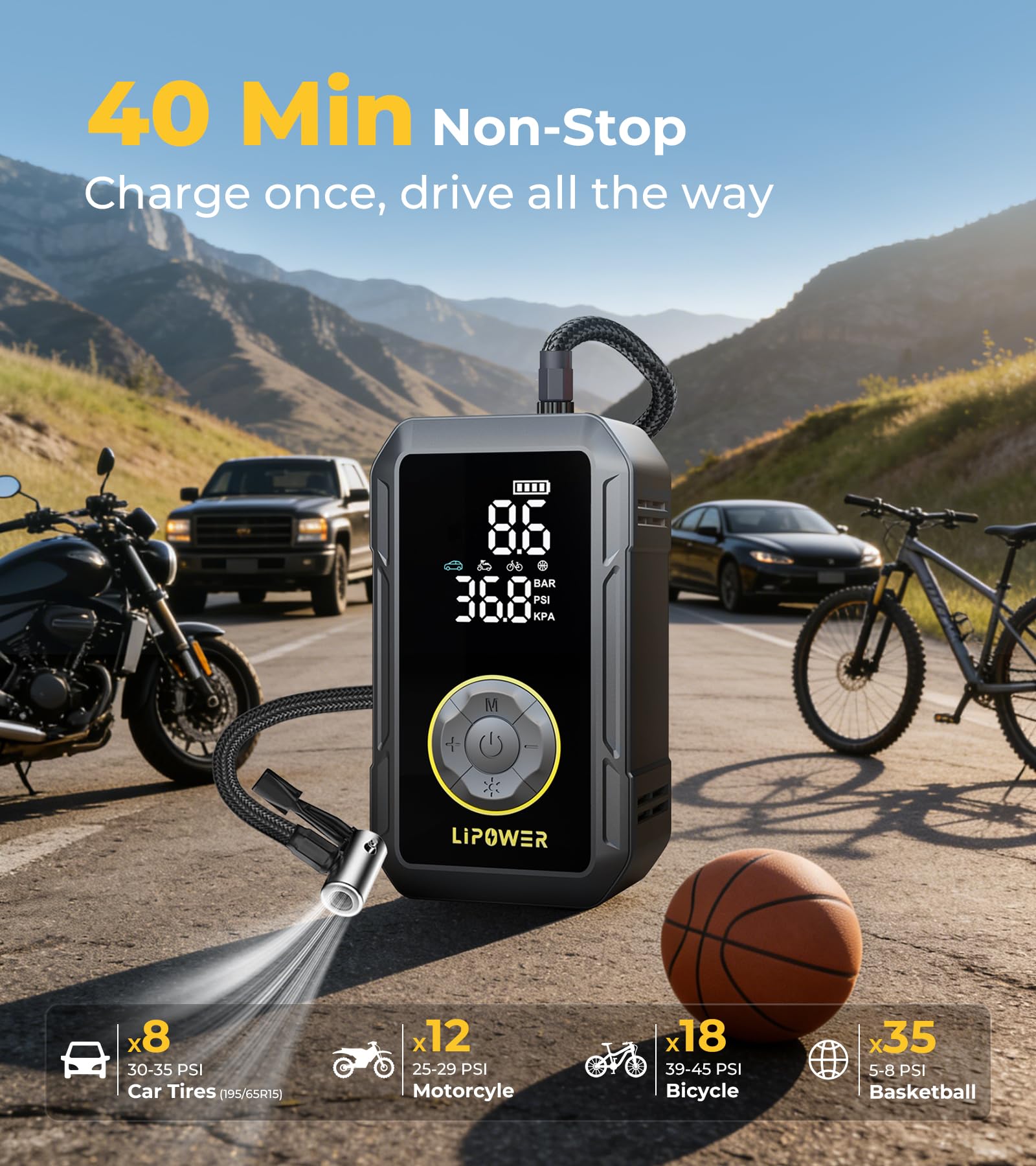 Tire Inflator Portable Air Compressor for Car, Bikes, Motorcycle - View 4