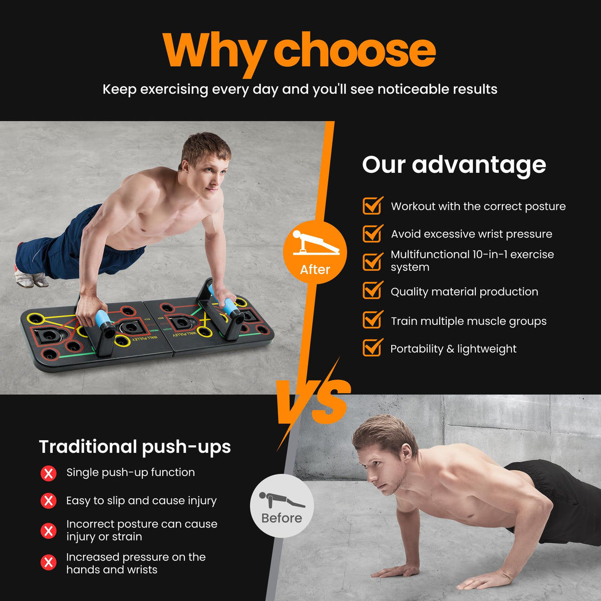 Push Up Board Fitness Portable Dismountable 17 in 1 Push Up - welsteepse Official Imagery - 3