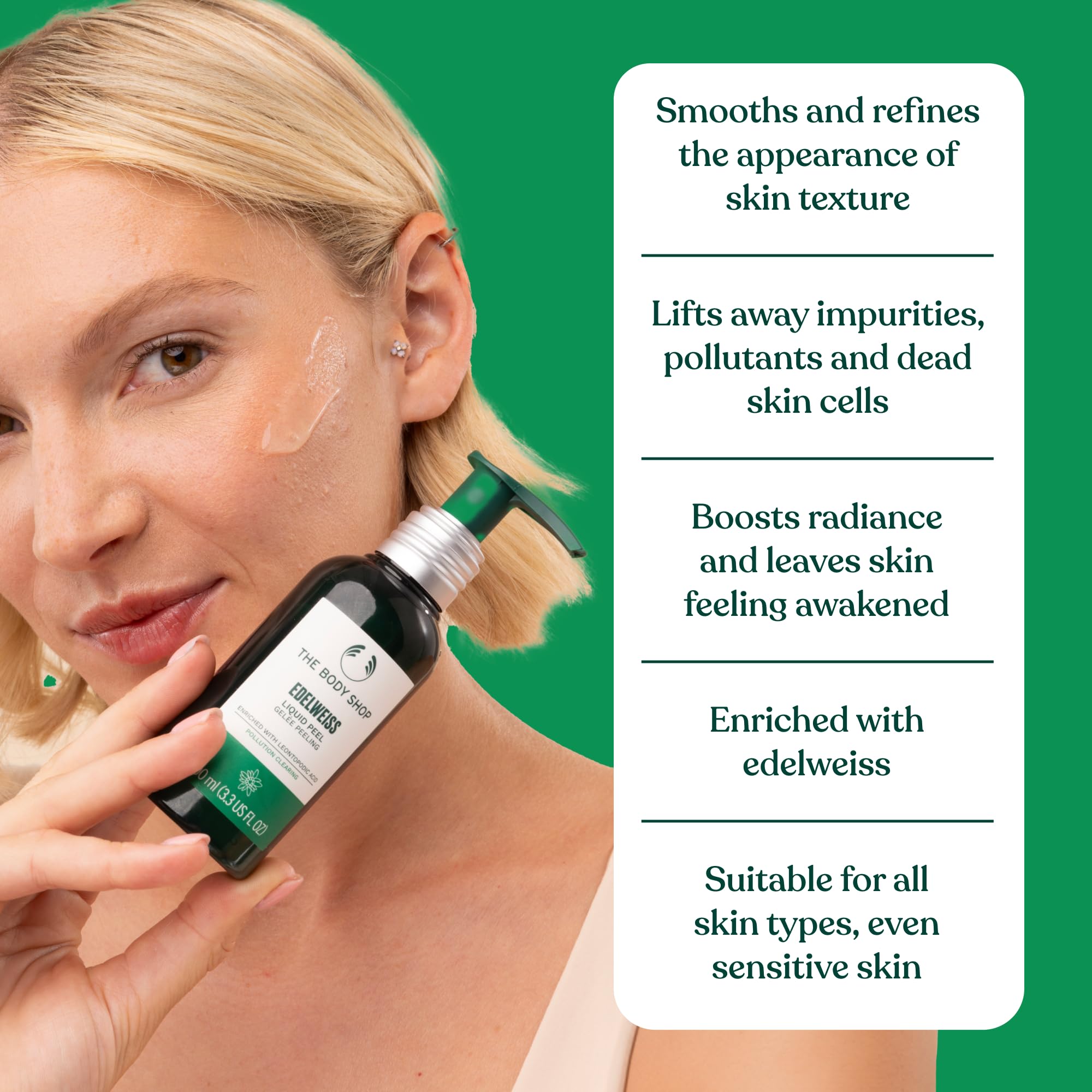 The Body Shop Edelweiss Liquid Peel – Exfoliates, Removes Impurities & Pollutants – Vegan – 100ml
