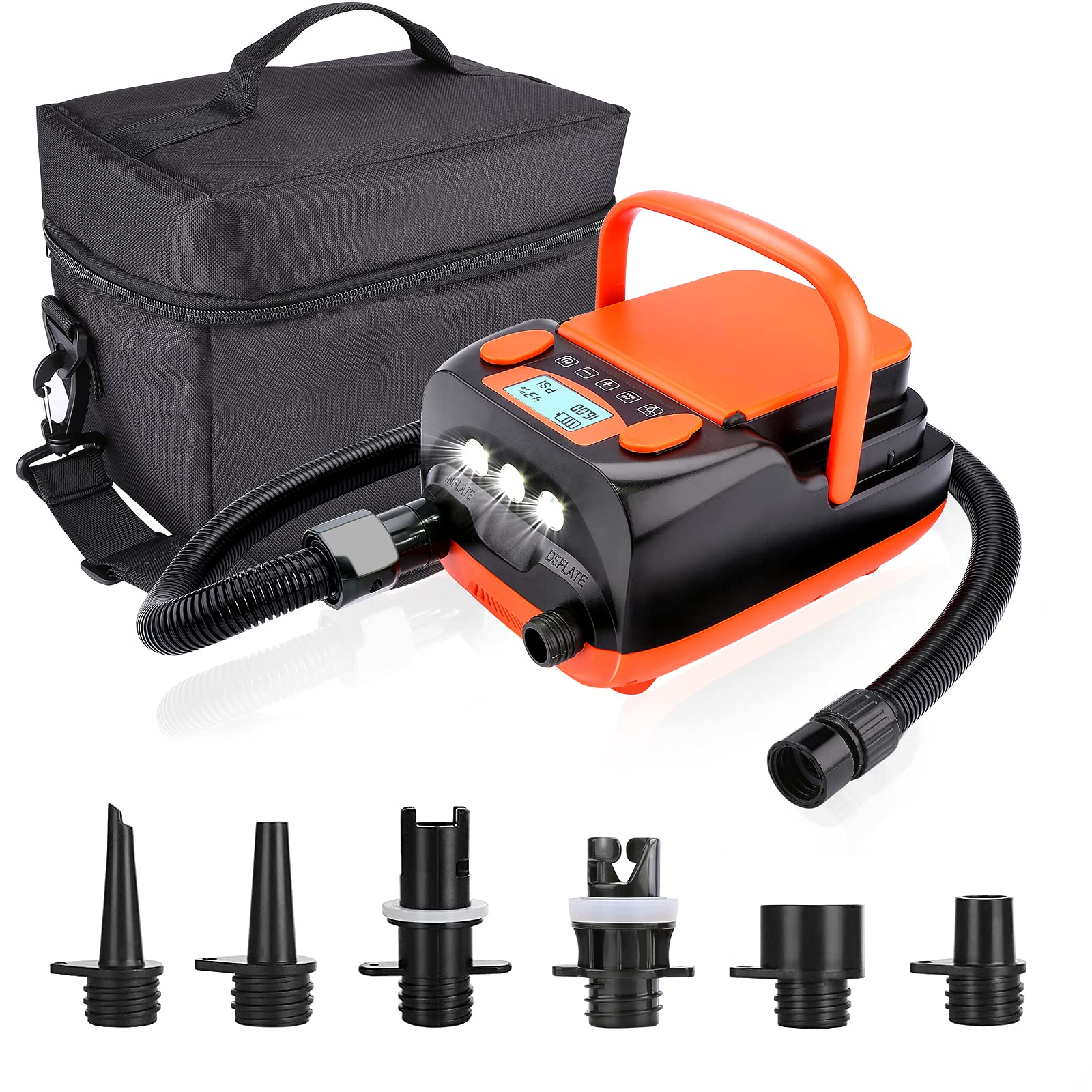 AGPTEK Electric Air Pump Digital 16PSI 12V Rechargeable SUP Compressor - View 1
