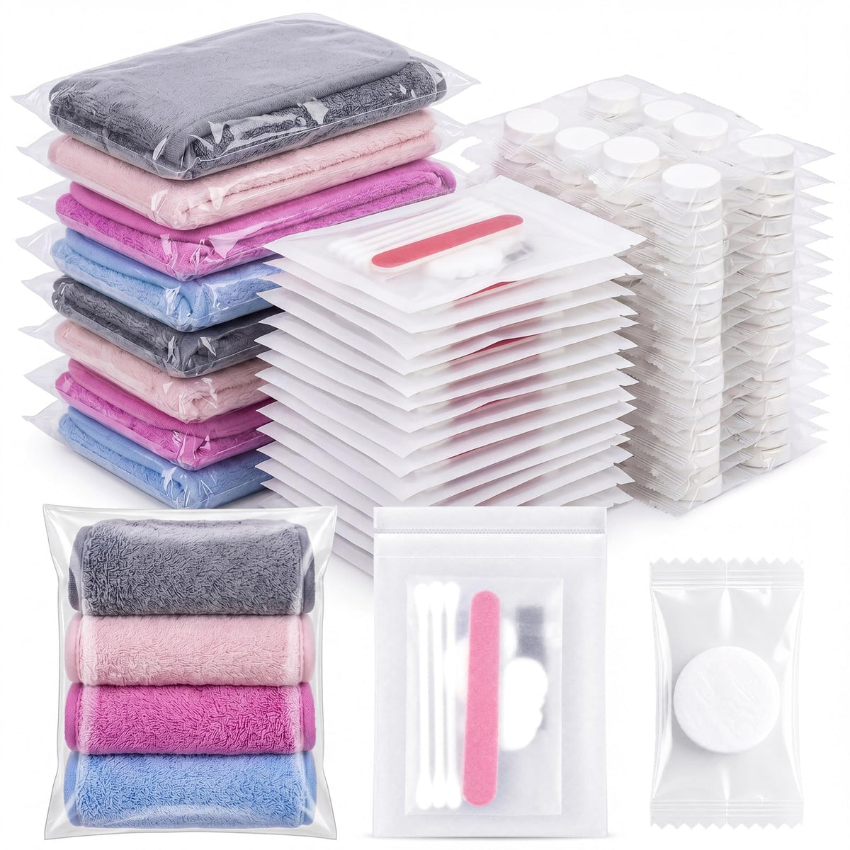150 Pcs Travel Women Beauty Care Kit Bulk with Cotton Swab - CrystalSylara Official Imagery - 2
