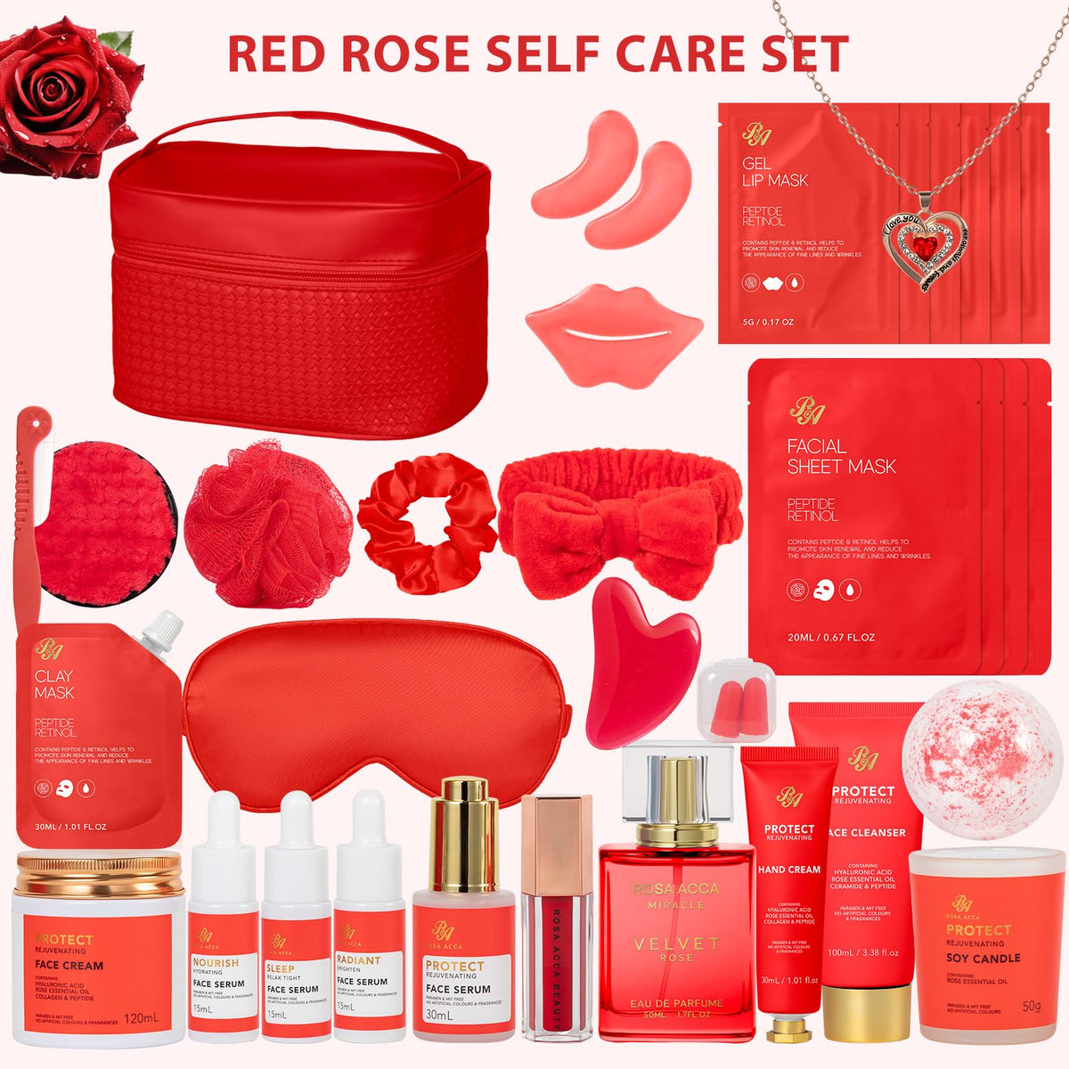 33 Pcs Mother s Day Gifts Red Rose Bath Body Gift Set for - RA ROSA ACCA Official Imagery - 3