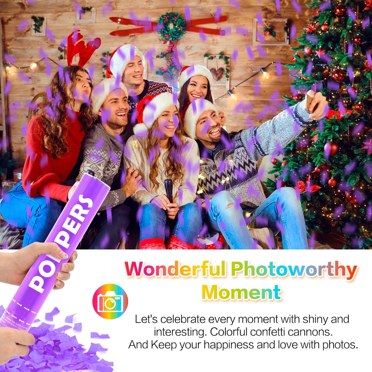 Confetti Cannon 12Pack Purple Party Popper Shooters 12 Inch - DSYSMIN Official Imagery - 6
