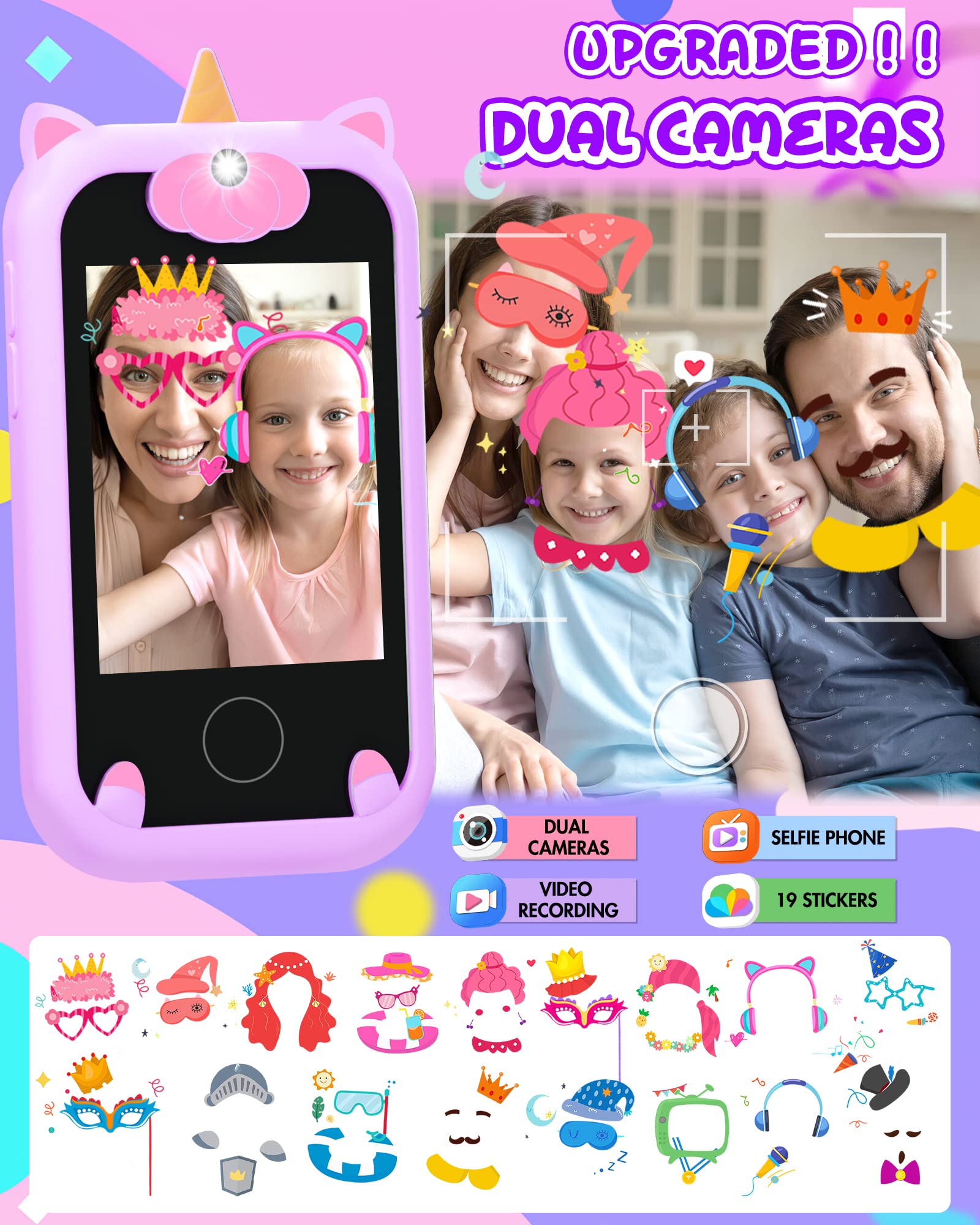 Joozfee Kids Smart Phone for Girls Unicorns Gifts for Girls Toys 8-10 Years Old - Joozfee Official Product View 4