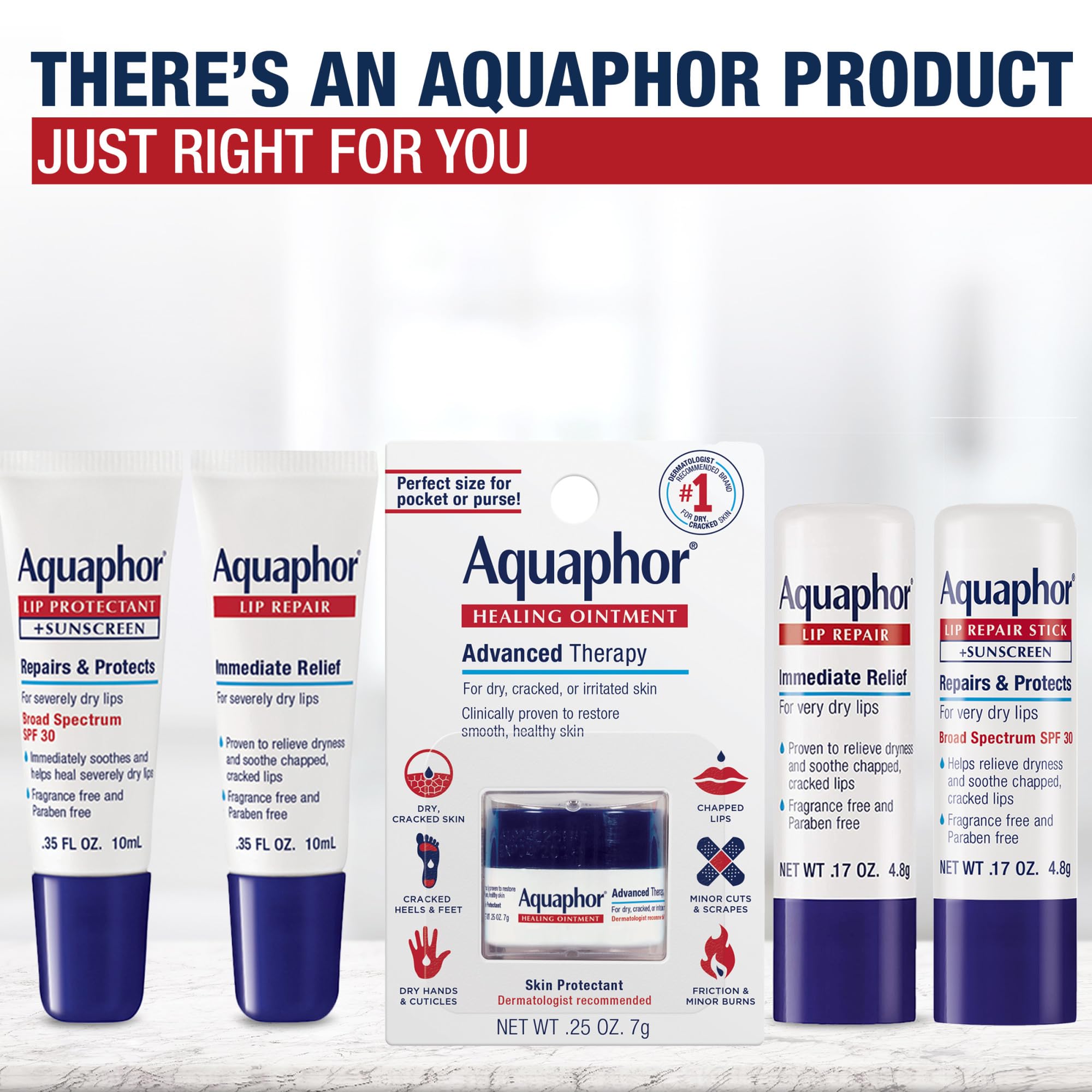 Aquaphor Lip Repair Ointment, Value Pack, 2 x 0.35 FL OZ - Aquaphor Official Product View 6