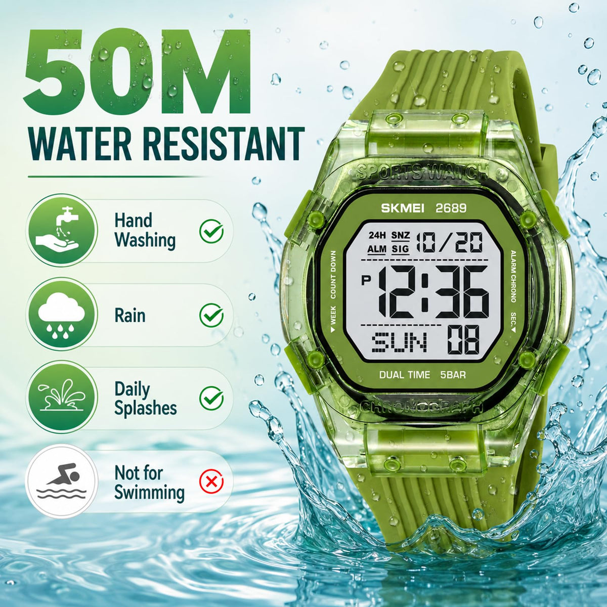 Gosasa Transparent Digital Watch Unisex Square Sport Watch - Gosasa Official Imagery - 5
