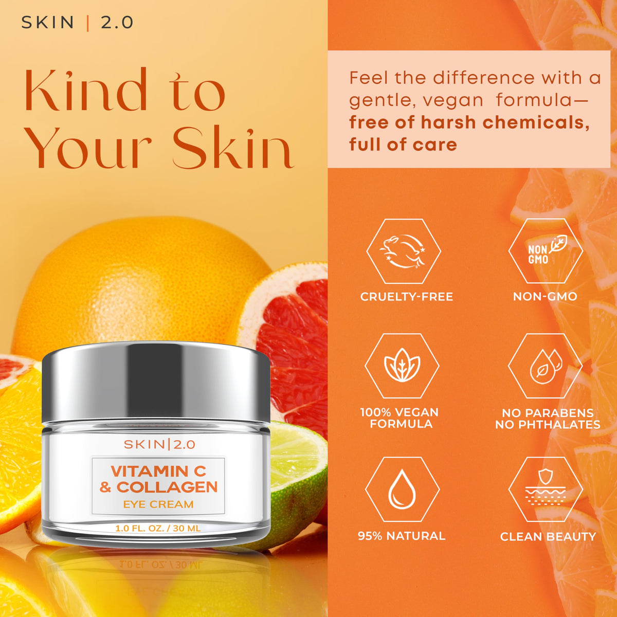 Skin 2 0 Vitamin C Collagen Under Eye Cream for Dark Circles - Skin 2.0 Official Product Imagery - 4