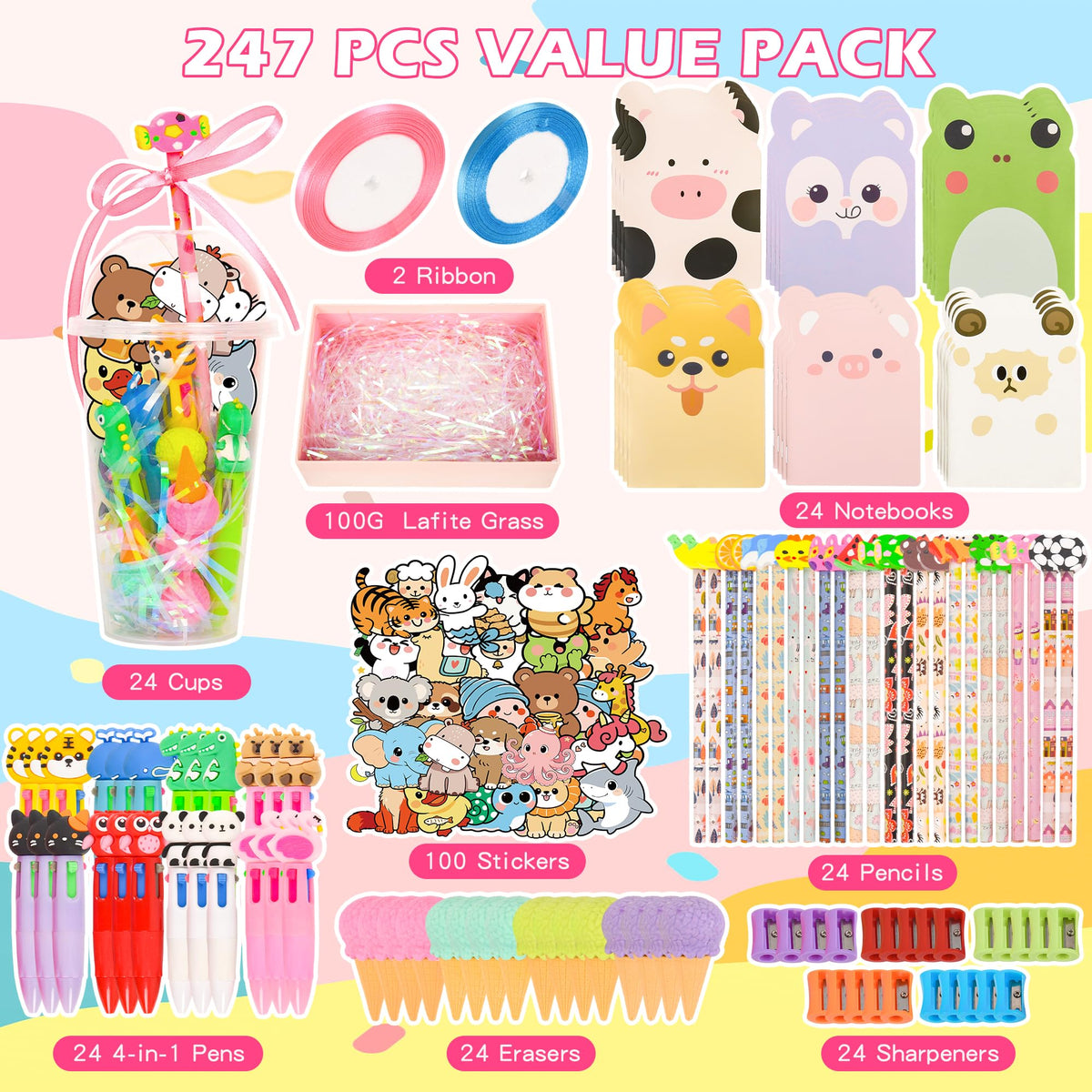 LiYiQ 24 Set 247 Piece Stationery Set for Student Rewards - LiYiQ Official Imagery - 5