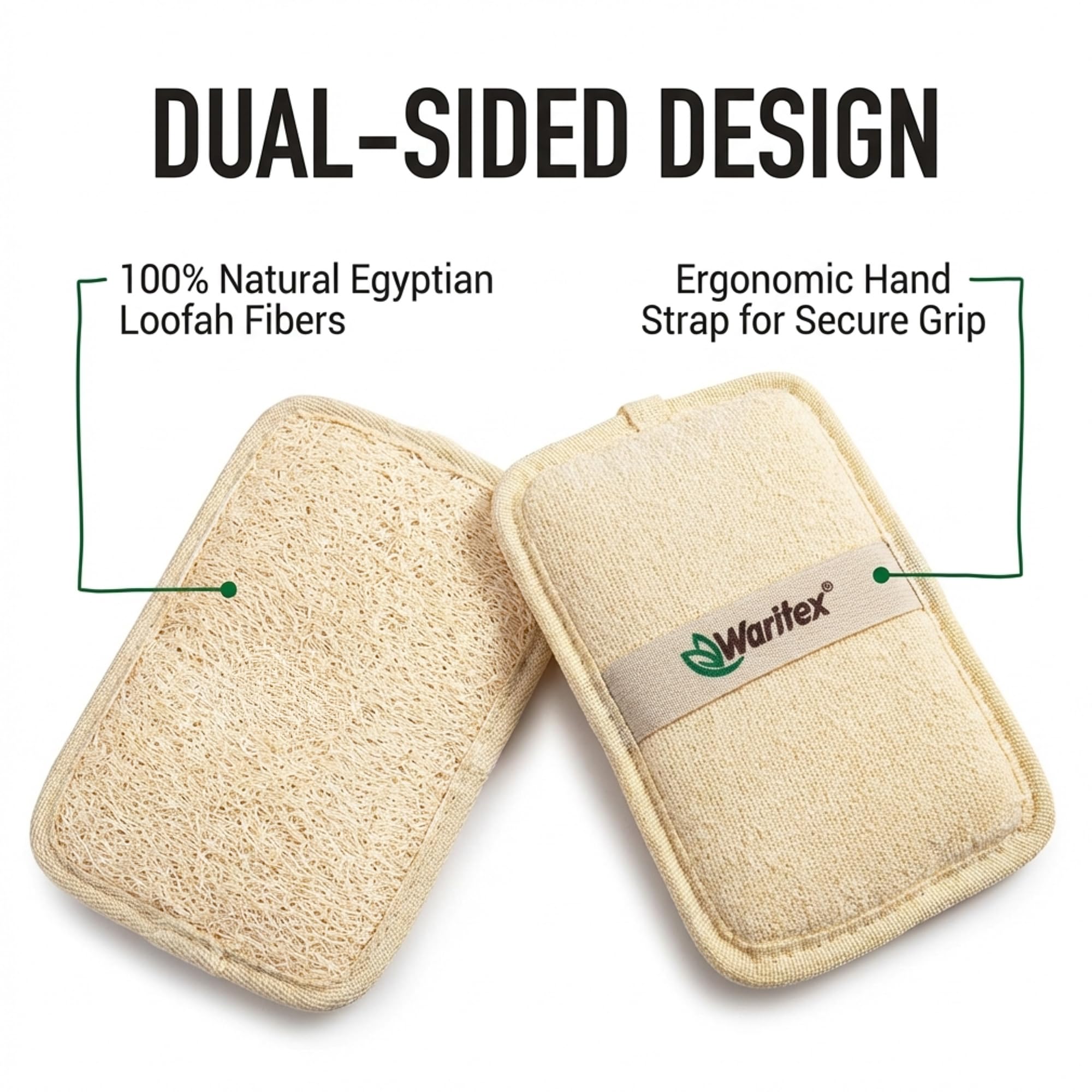 Waritex Organic Egyptian Loofah Rectangular Exfoliating Body Scrub - WARITEX Official Product View 2