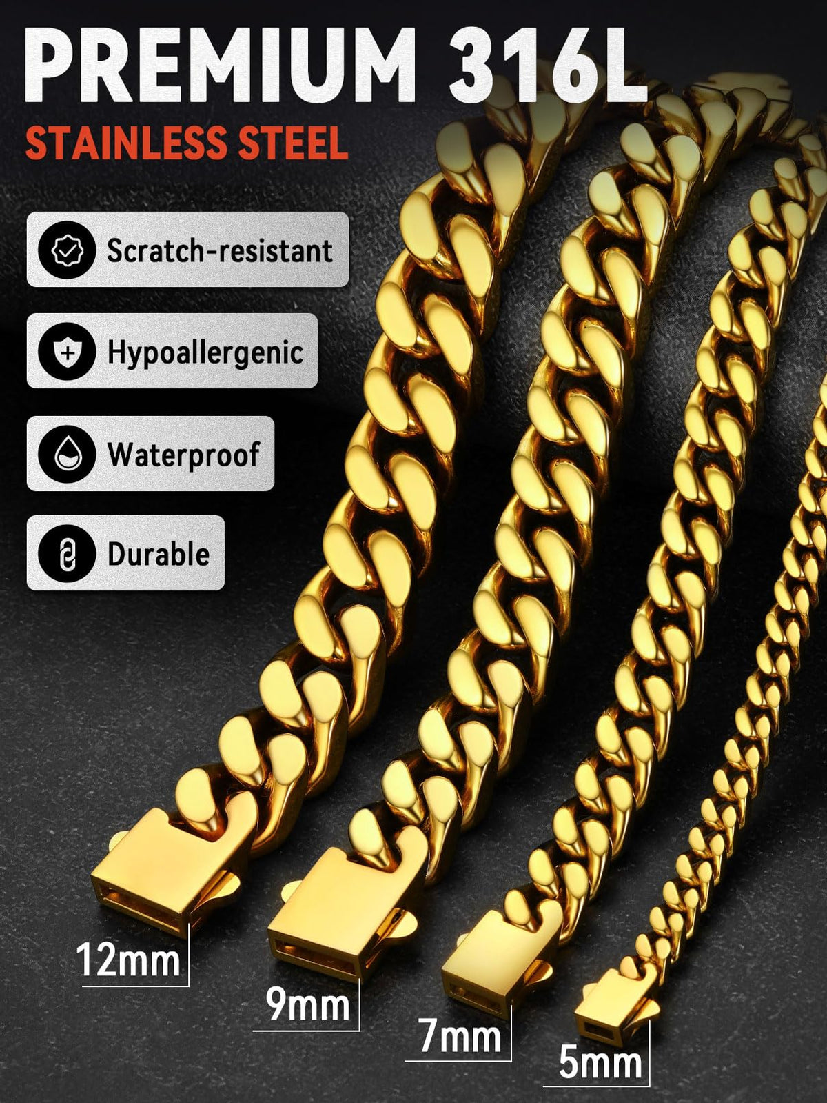 FaithHeart Stainless Steel Cuban Link Bracelet for Men 5 7 9 - FaithHeart Official Imagery - 5