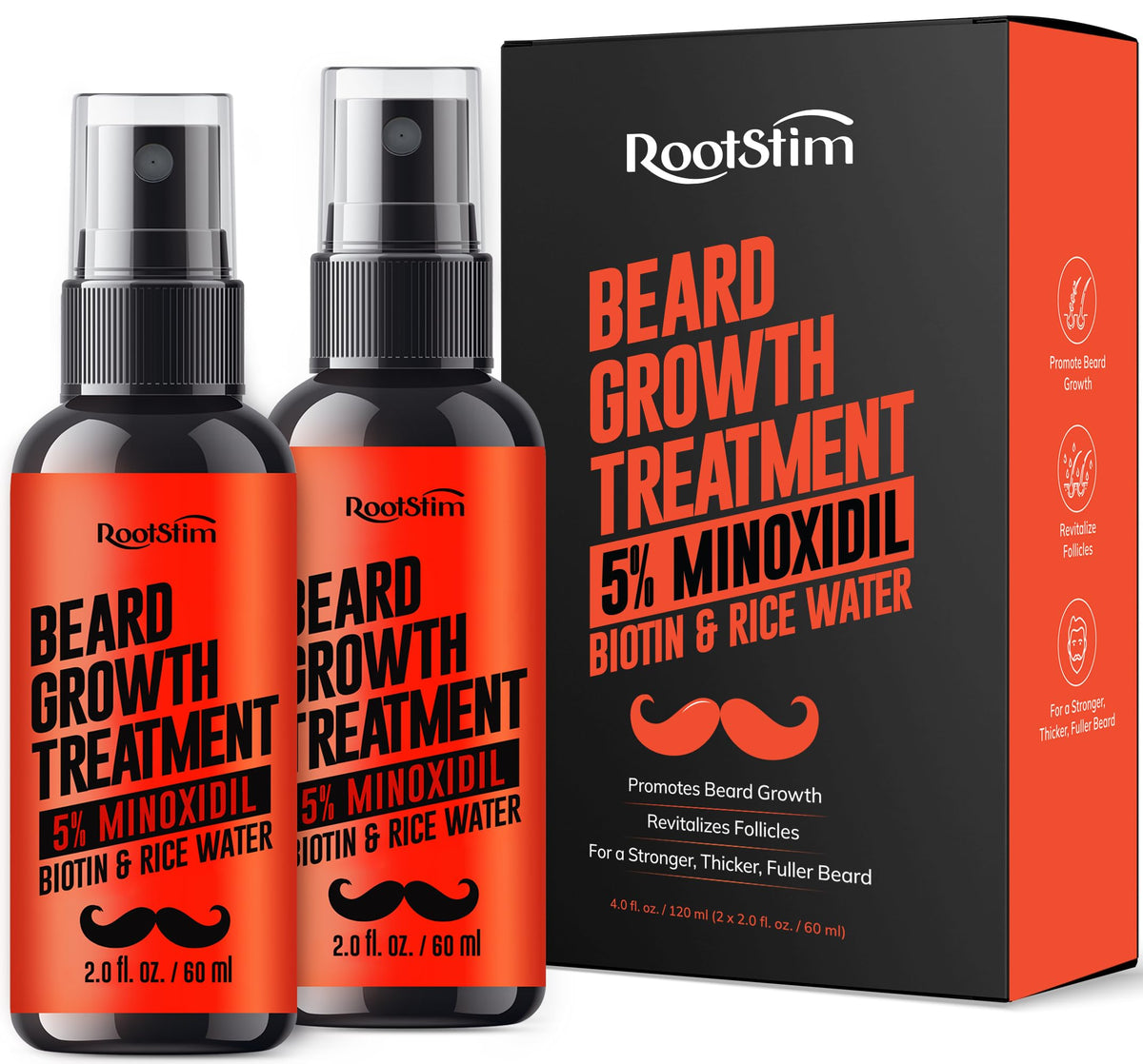 5 Minoxidil Beard Growth Serum for Men 2 Pack Minoxidil Hair - RootStim Official Imagery - 2