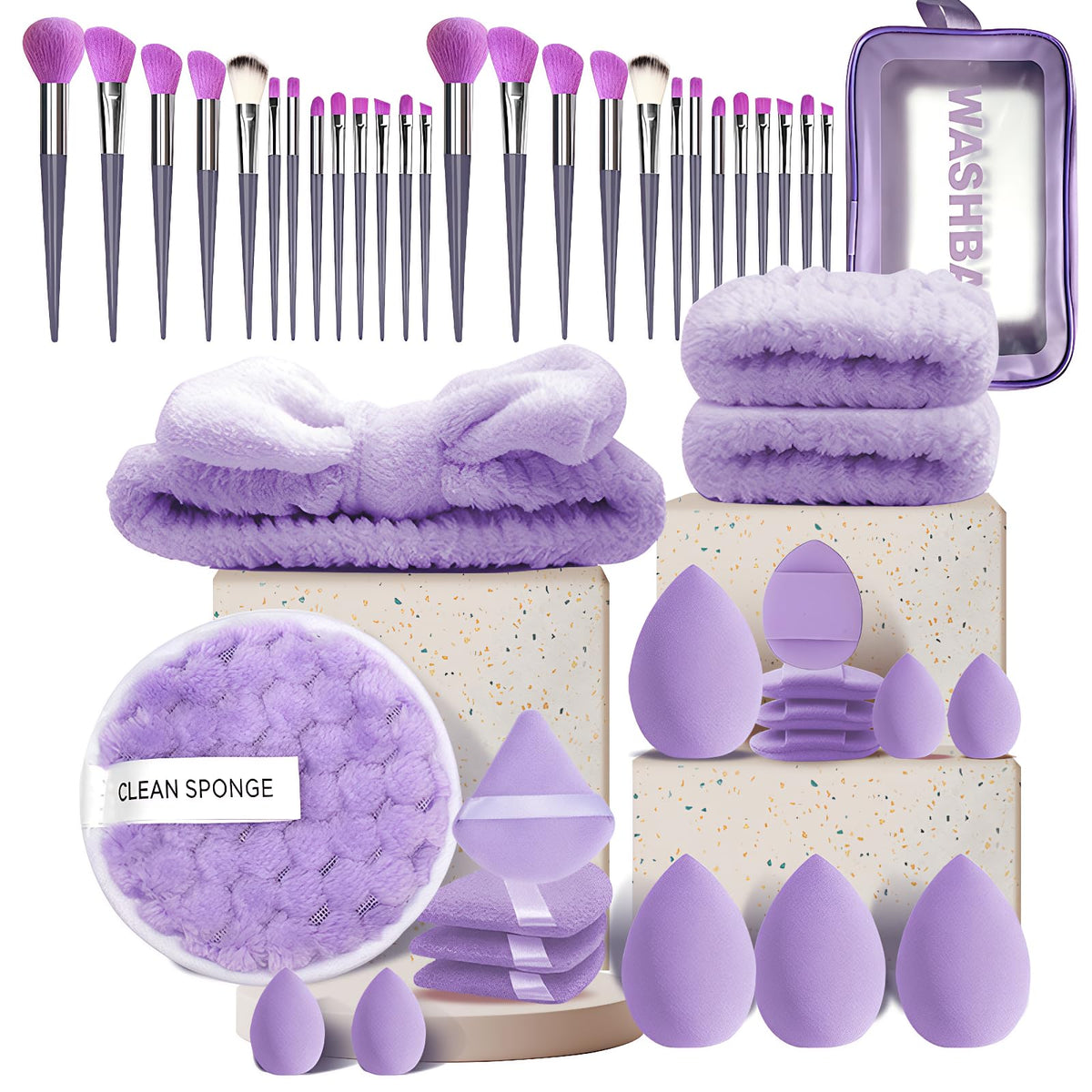 47Pcs Purple Makeup Brushes Set for Women Professional Multi - Jimmidy Official Imagery - 2